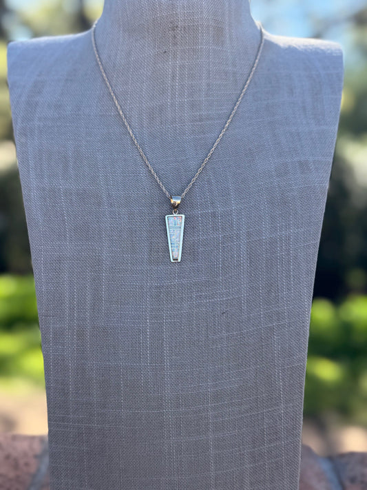 Handmade Gold Filled Over Sterling Silver & Opal Inlay Pendant Necklace 18"
