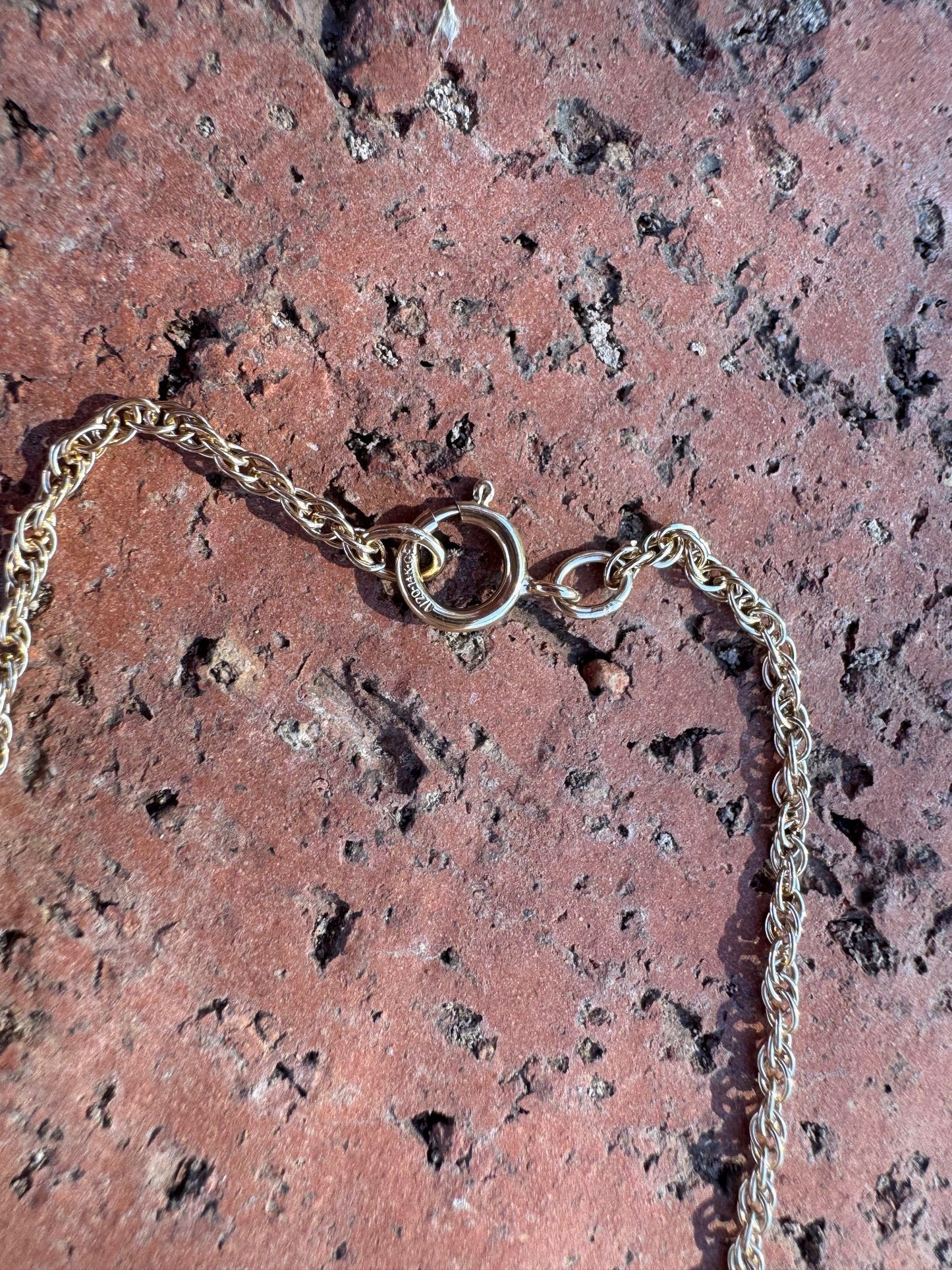 Handmade Gold Filled Over Sterling Silver & Opal Inlay Pendant Necklace 18"