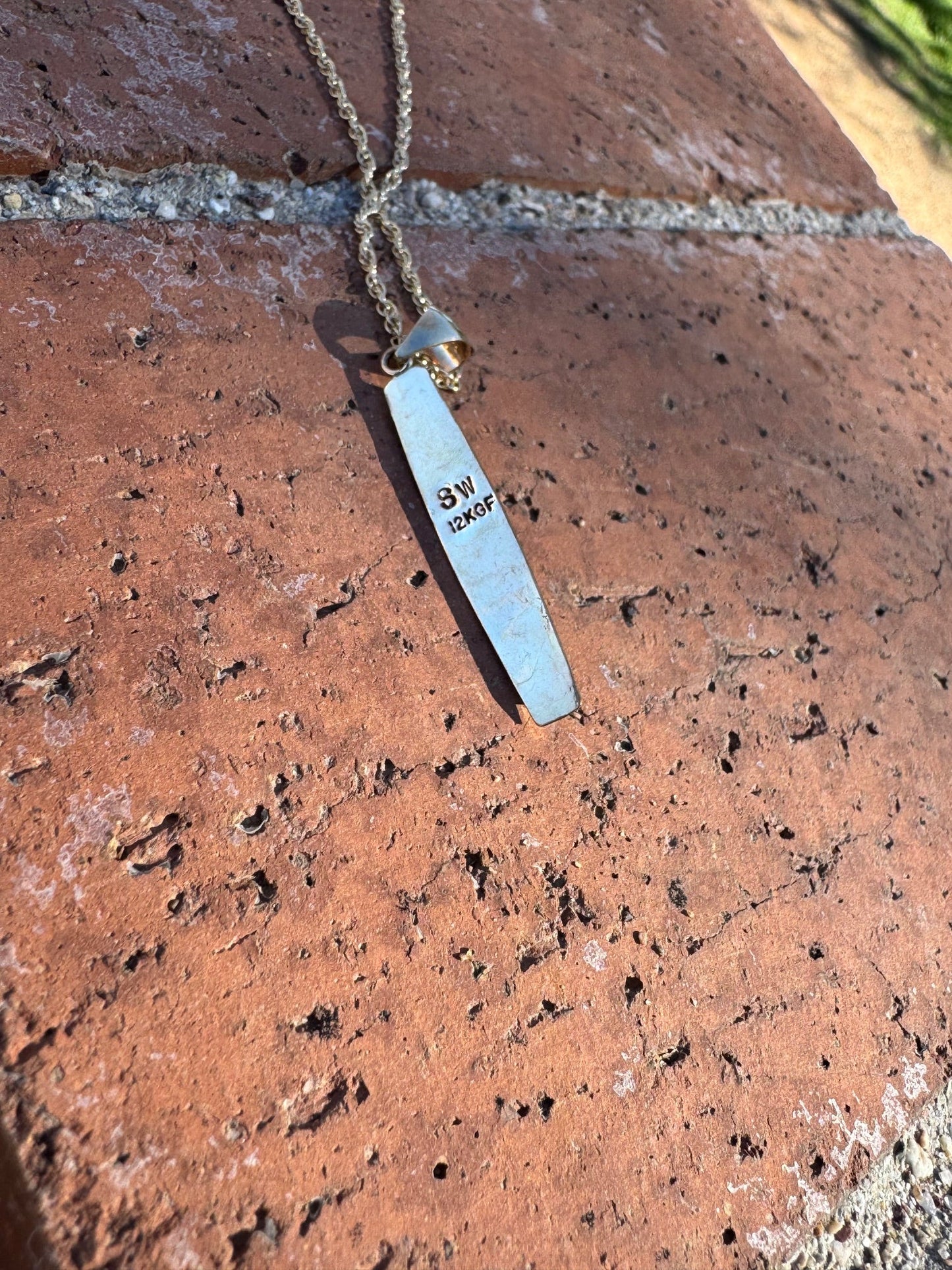 Handmade Gold Filled Over Sterling Silver & Multi Stone Inlay Pendant Necklace