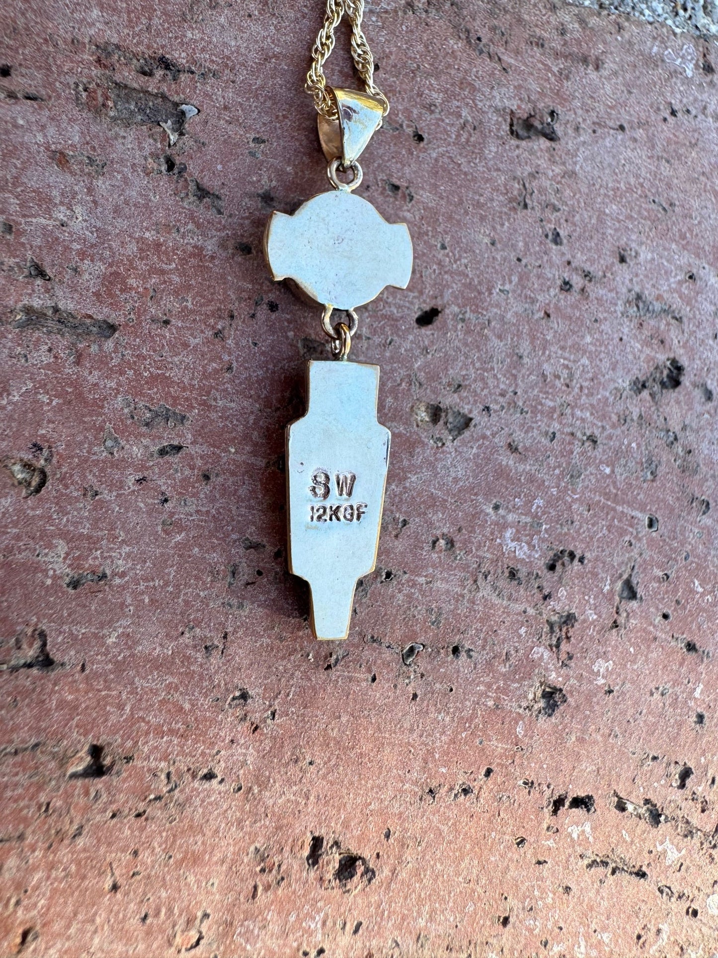Handmade Gold Filled Over Sterling Silver & Turquoise Inlay Pendant Necklace