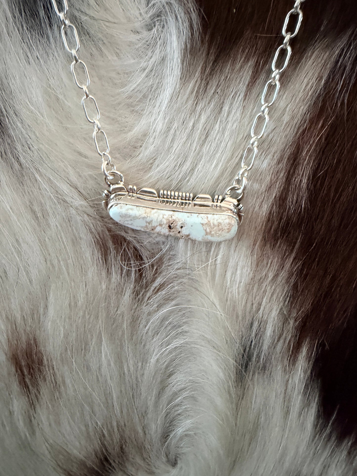 Handcrafted Dry Creek Turquoise & Sterling Silver Necklace by Larry Moses Yazzie