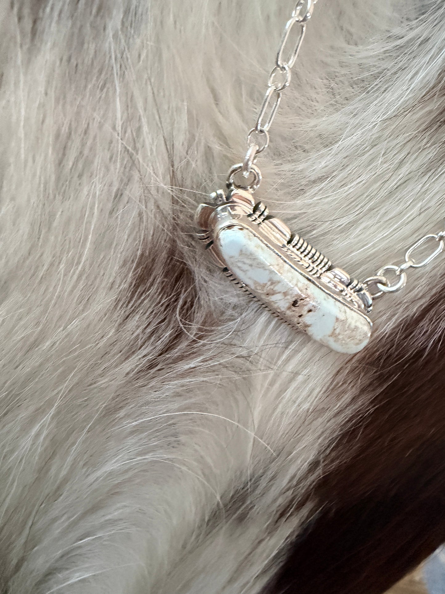 Handcrafted Dry Creek Turquoise & Sterling Silver Necklace by Larry Moses Yazzie