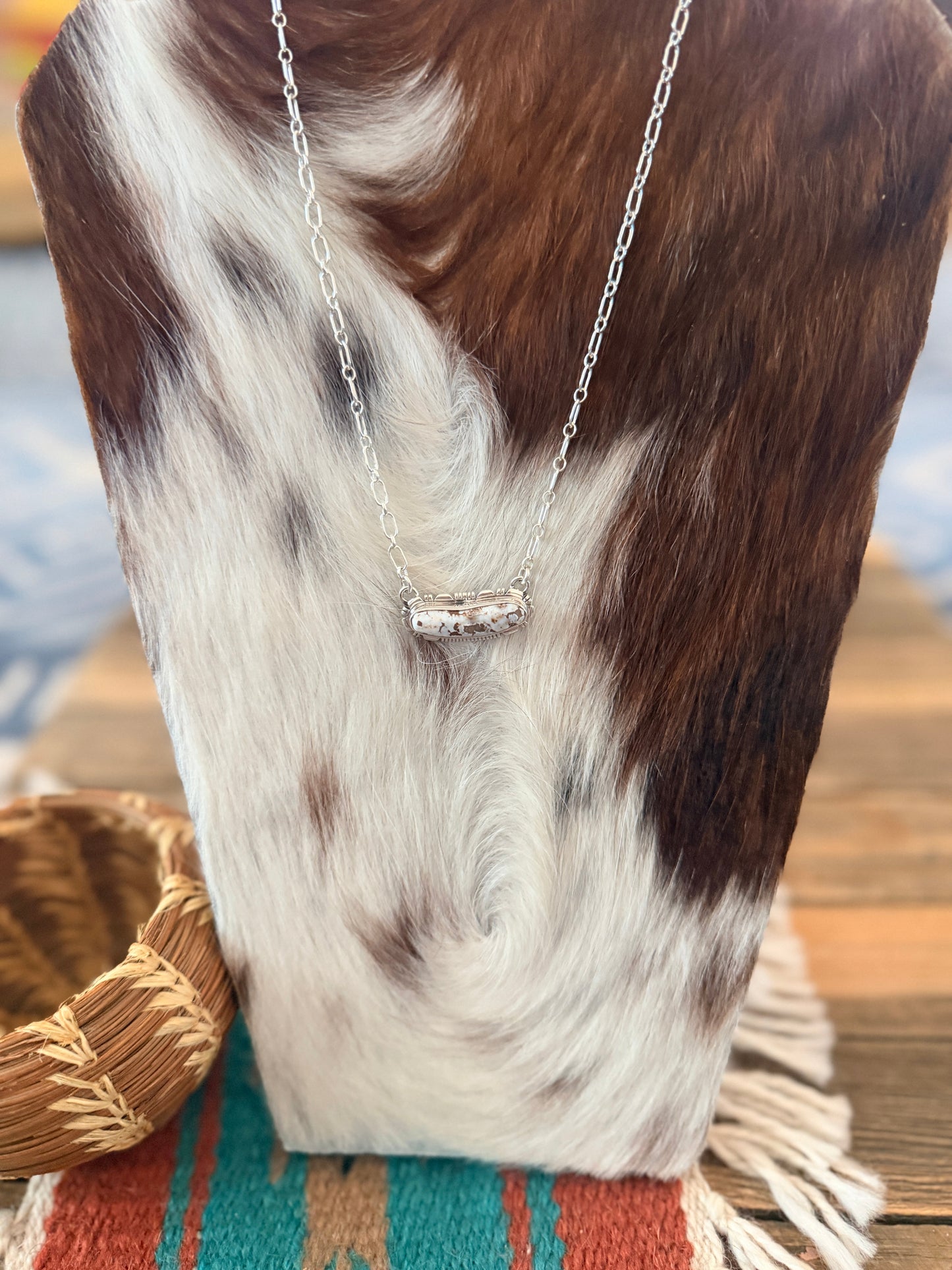 Handcrafted Dry Creek Turquoise & Sterling Silver Necklace by Larry Moses Yazzie