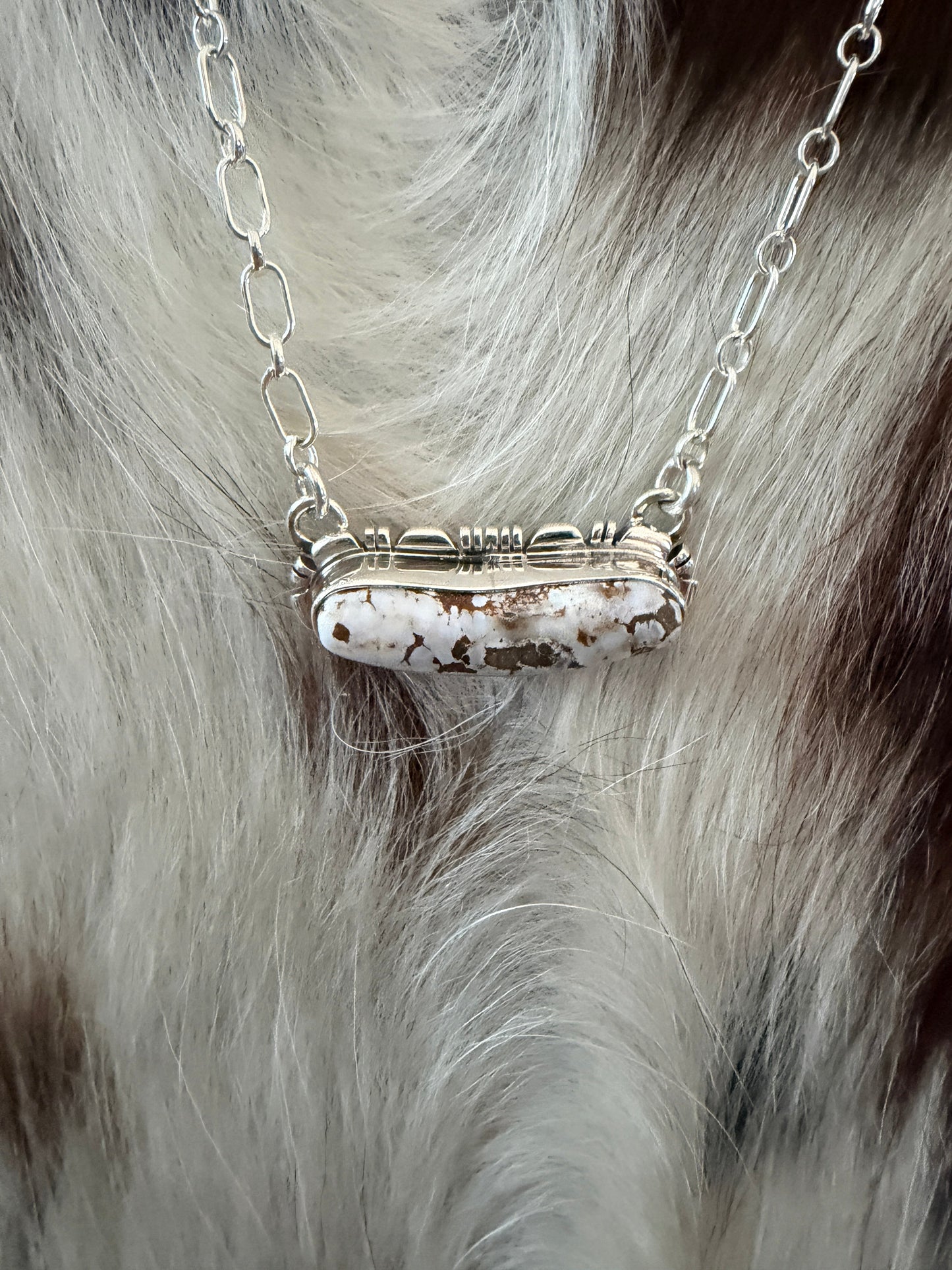 Handcrafted Dry Creek Turquoise & Sterling Silver Necklace by Larry Moses Yazzie