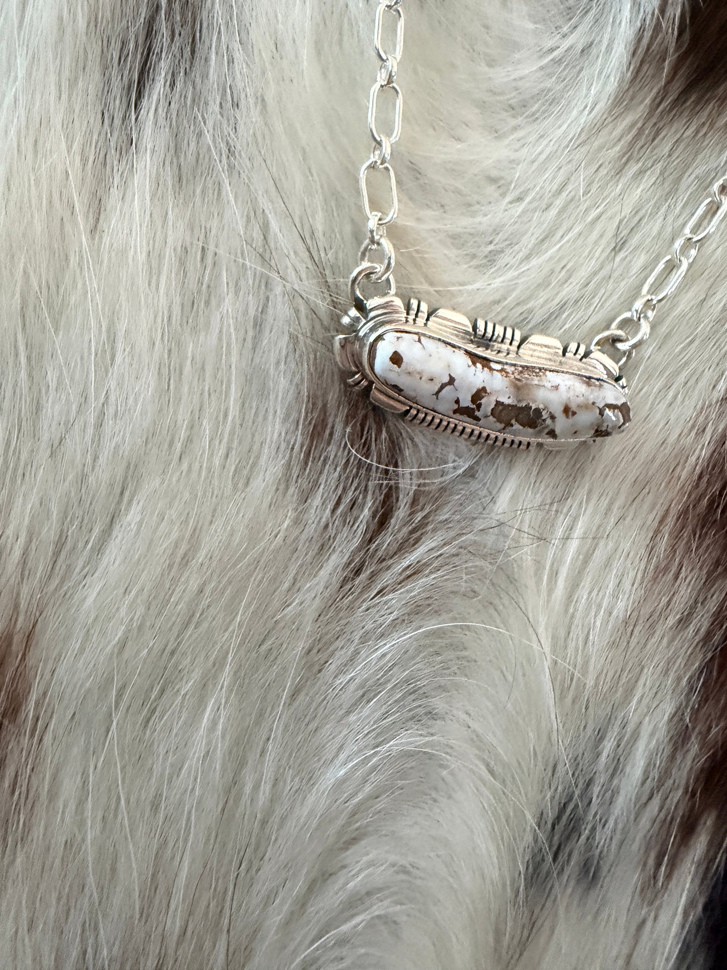 Handcrafted Dry Creek Turquoise & Sterling Silver Necklace by Larry Moses Yazzie