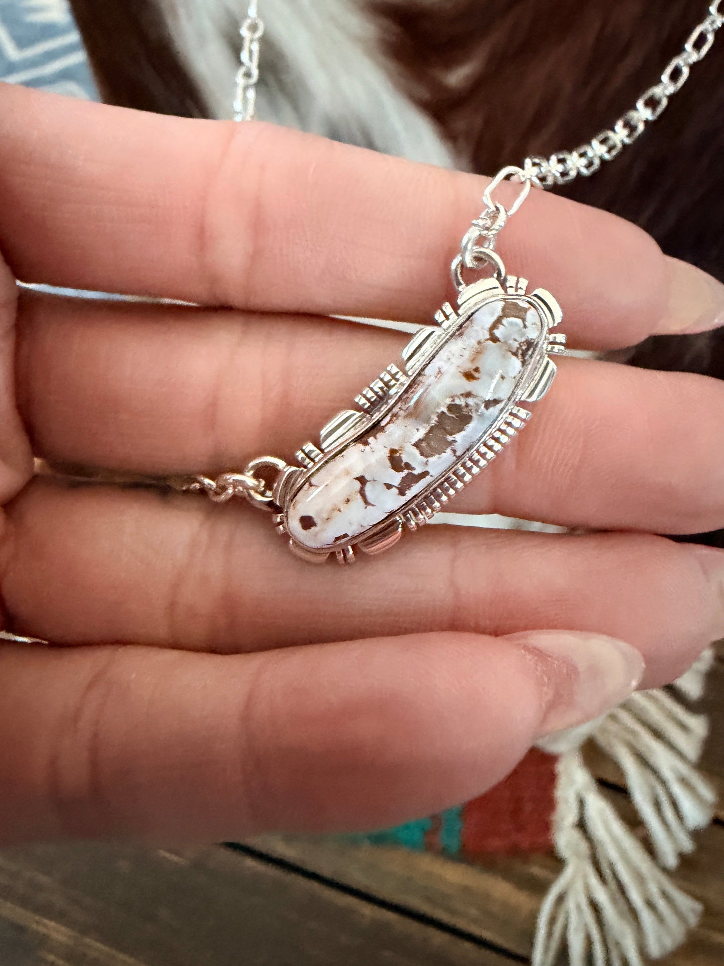 Handcrafted Dry Creek Turquoise & Sterling Silver Necklace by Larry Moses Yazzie