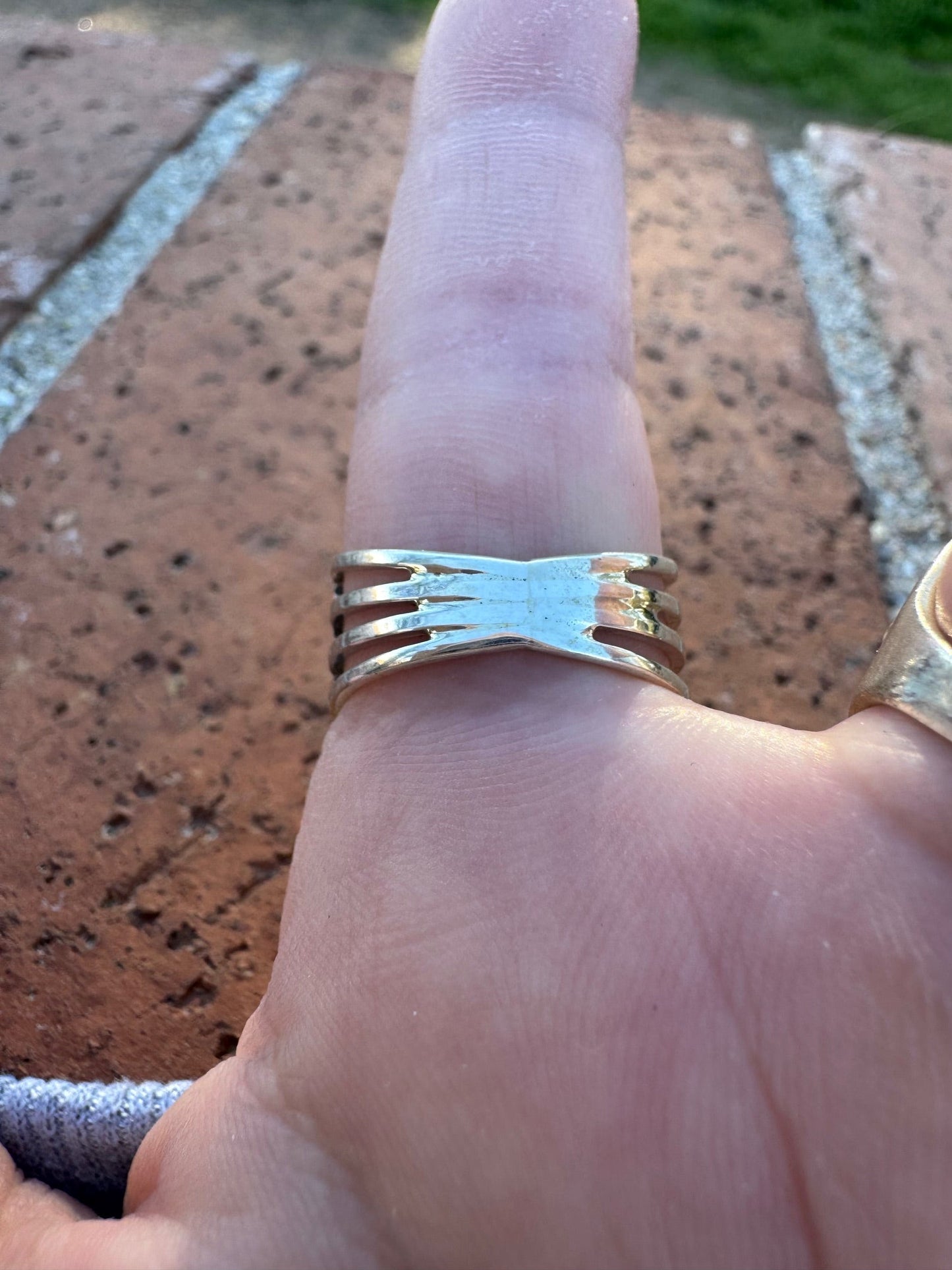 Handcrafted Sterling Silver & Kingman Turquoise Inlay 3 Row Stacker Ring
