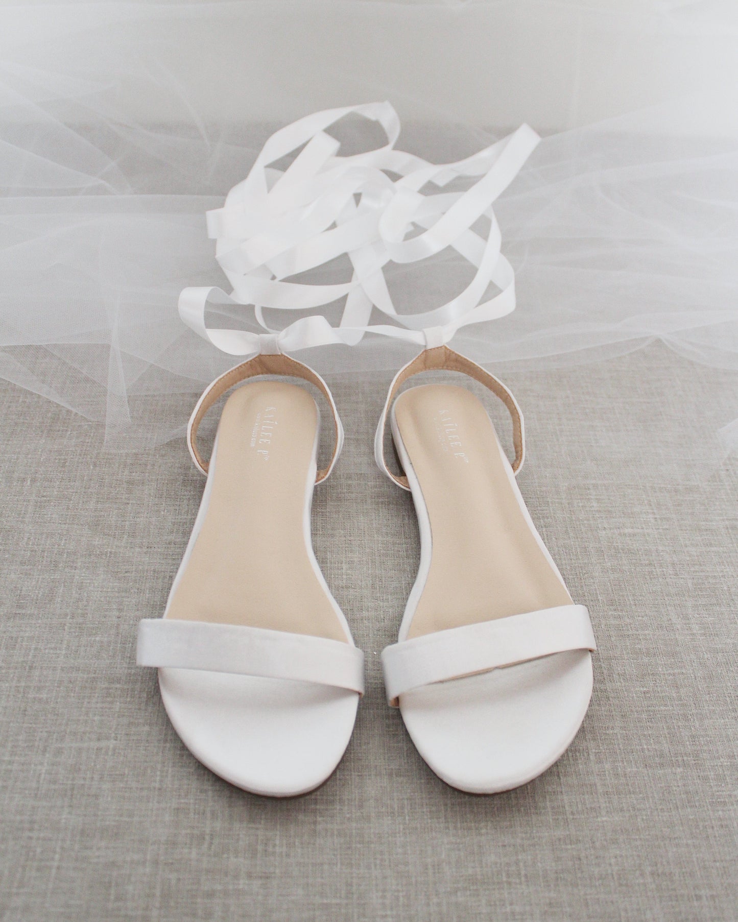 Satin Flat Sandal with Ballerina Lace Up