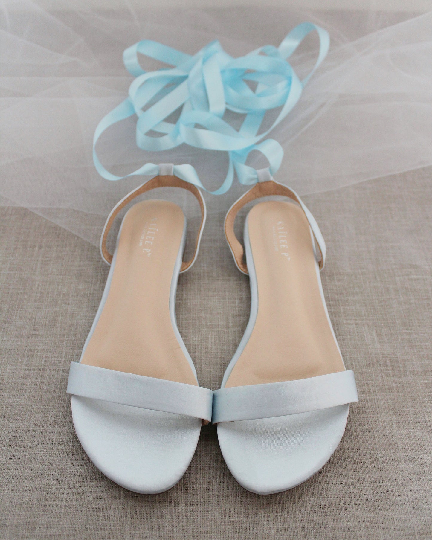 Satin Flat Sandal with Ballerina Lace Up