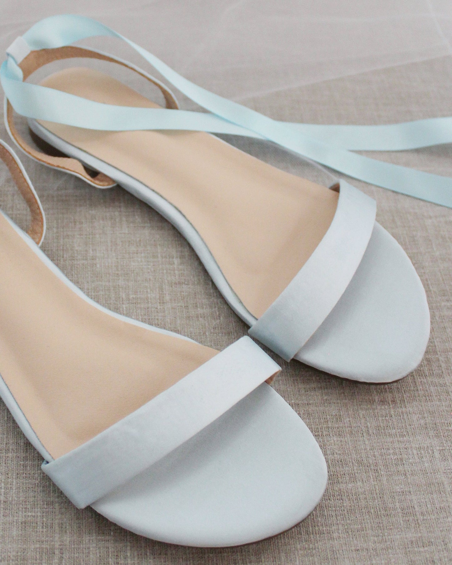 Satin Flat Sandal with Ballerina Lace Up