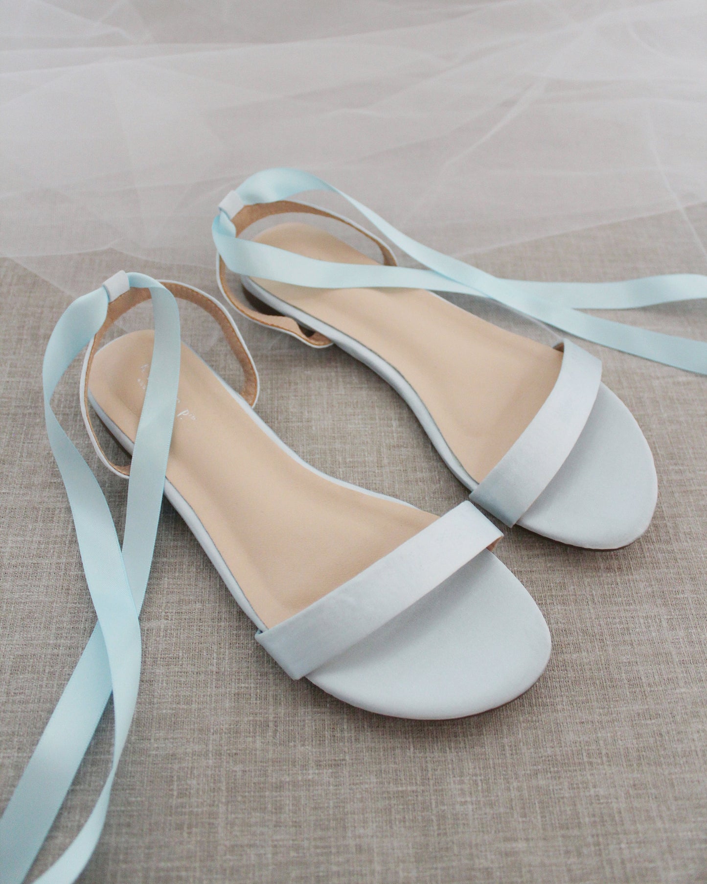 Satin Flat Sandal with Ballerina Lace Up