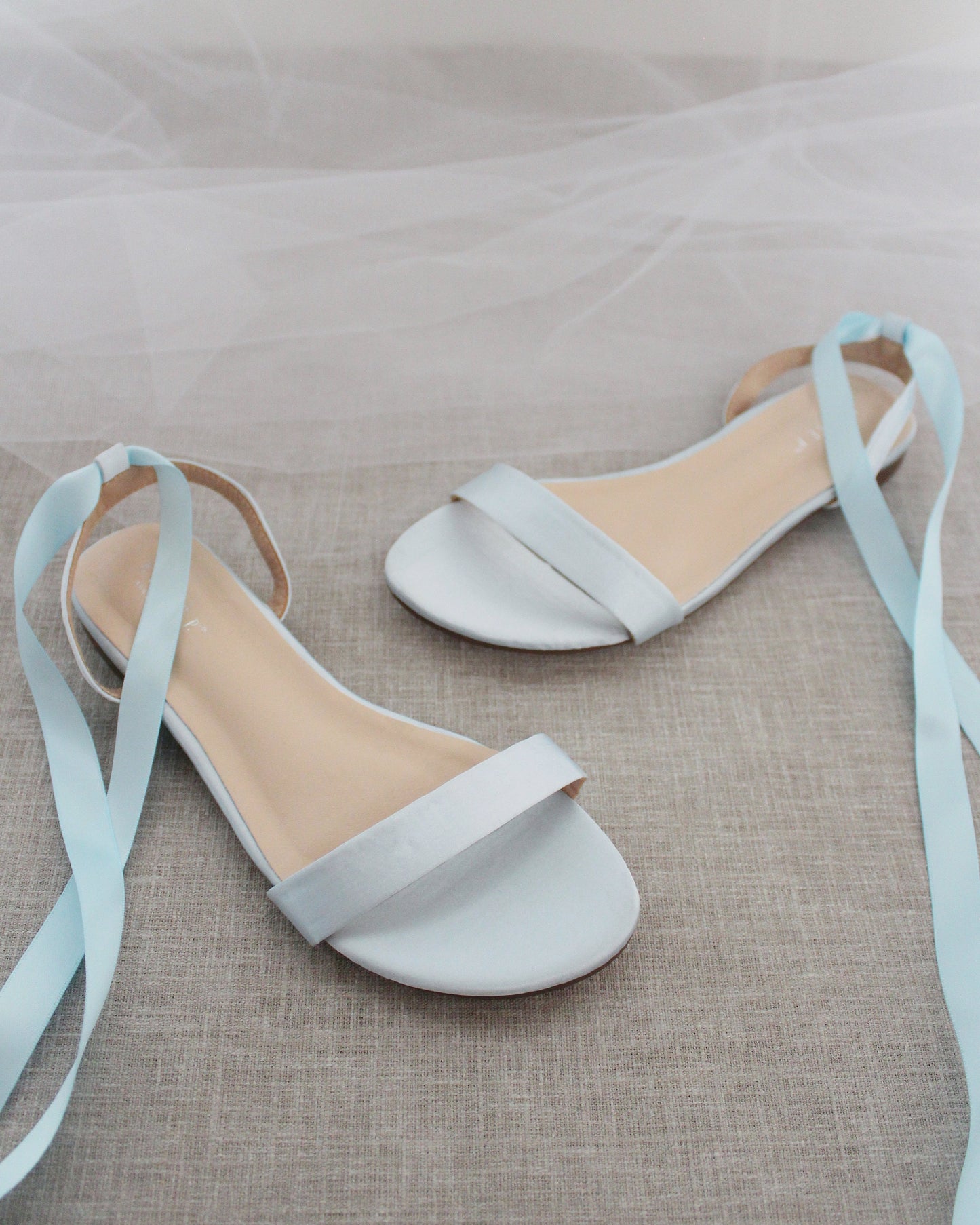 Satin Flat Sandal with Ballerina Lace Up