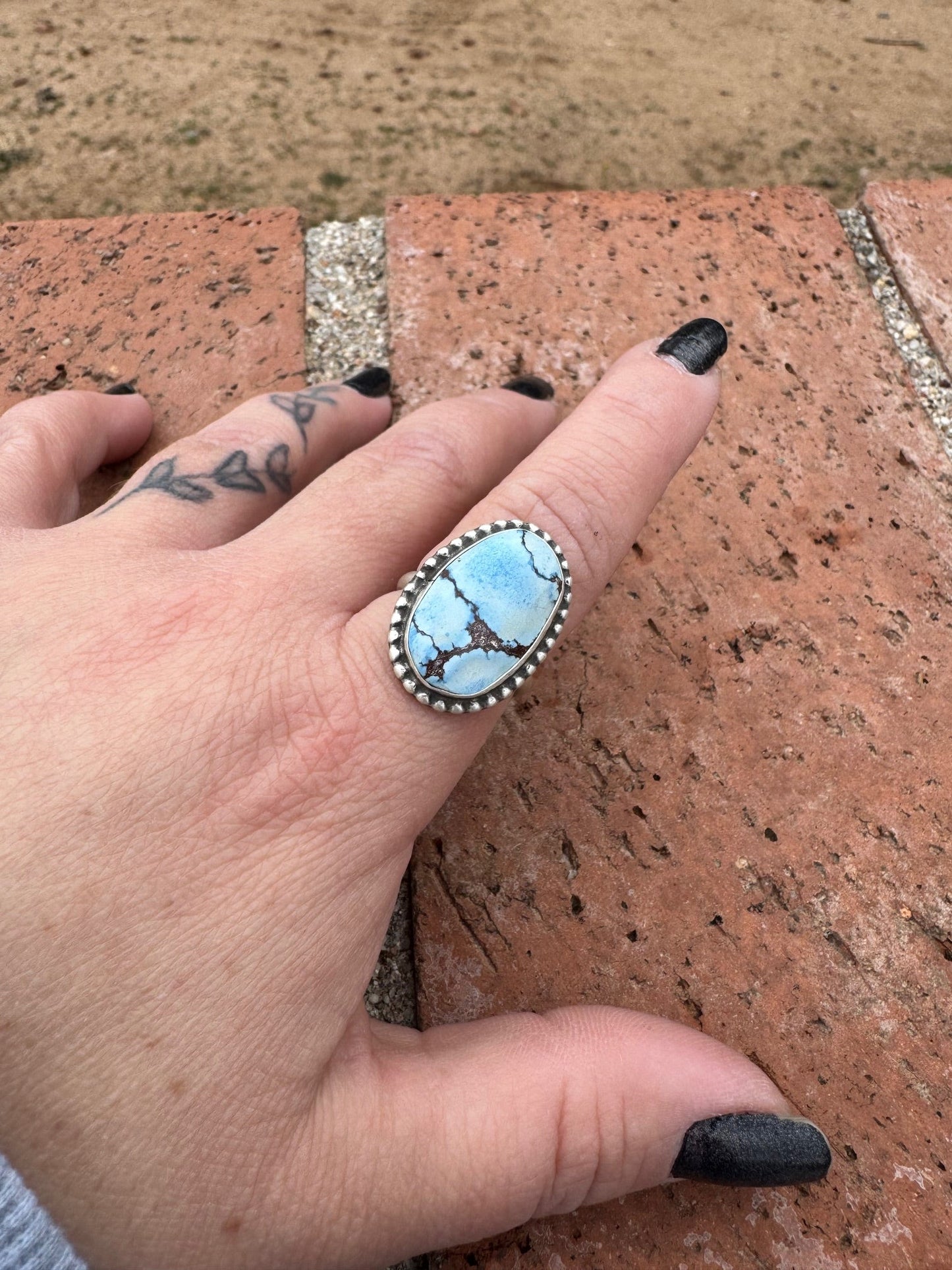 Handcrafted Golden Hills Turquoise & Sterling Silver Ring Size 7