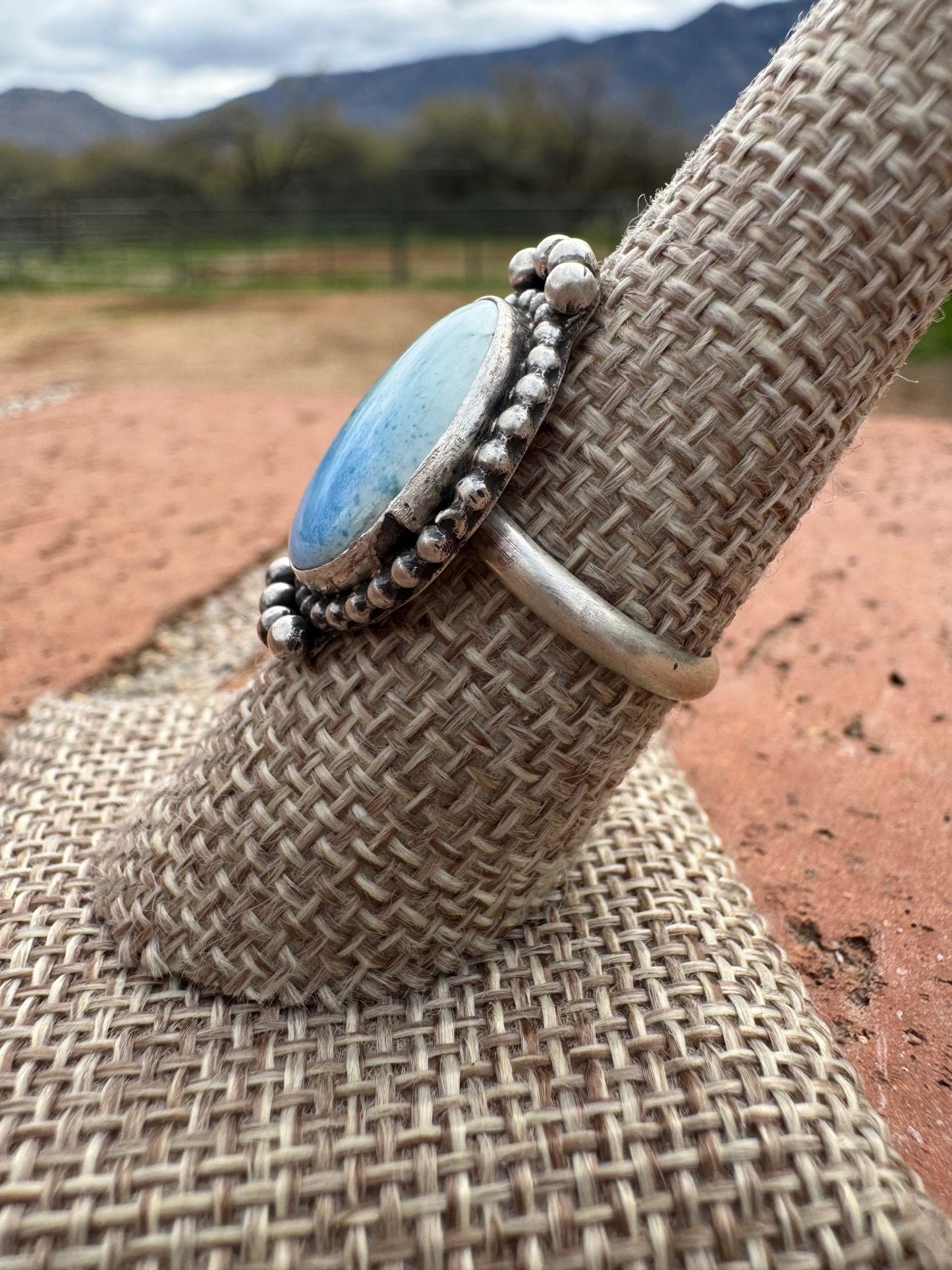 Handcrafted Golden Hills Turquoise & Sterling Silver Ring Size 8