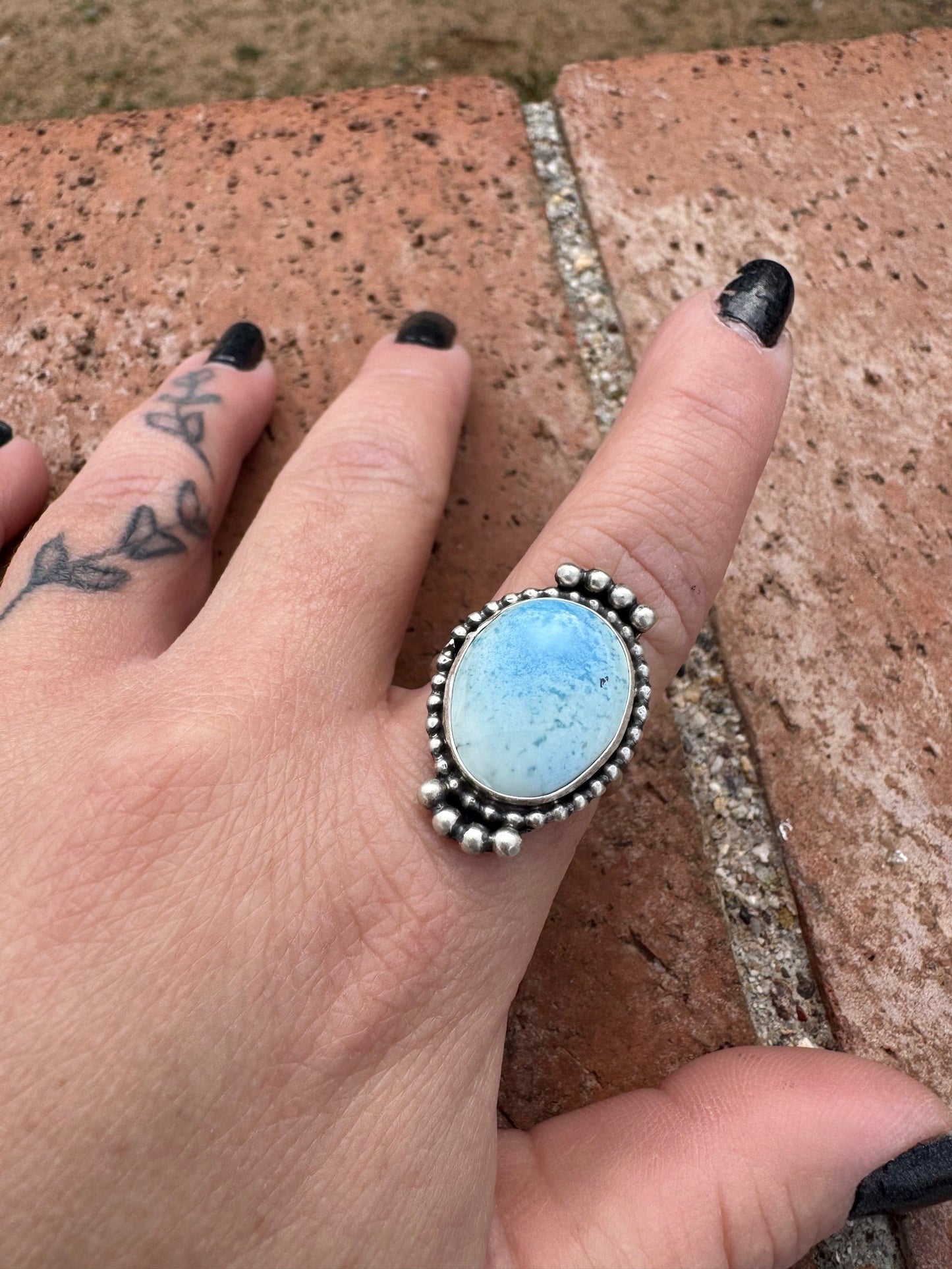 Handcrafted Golden Hills Turquoise & Sterling Silver Ring Size 8