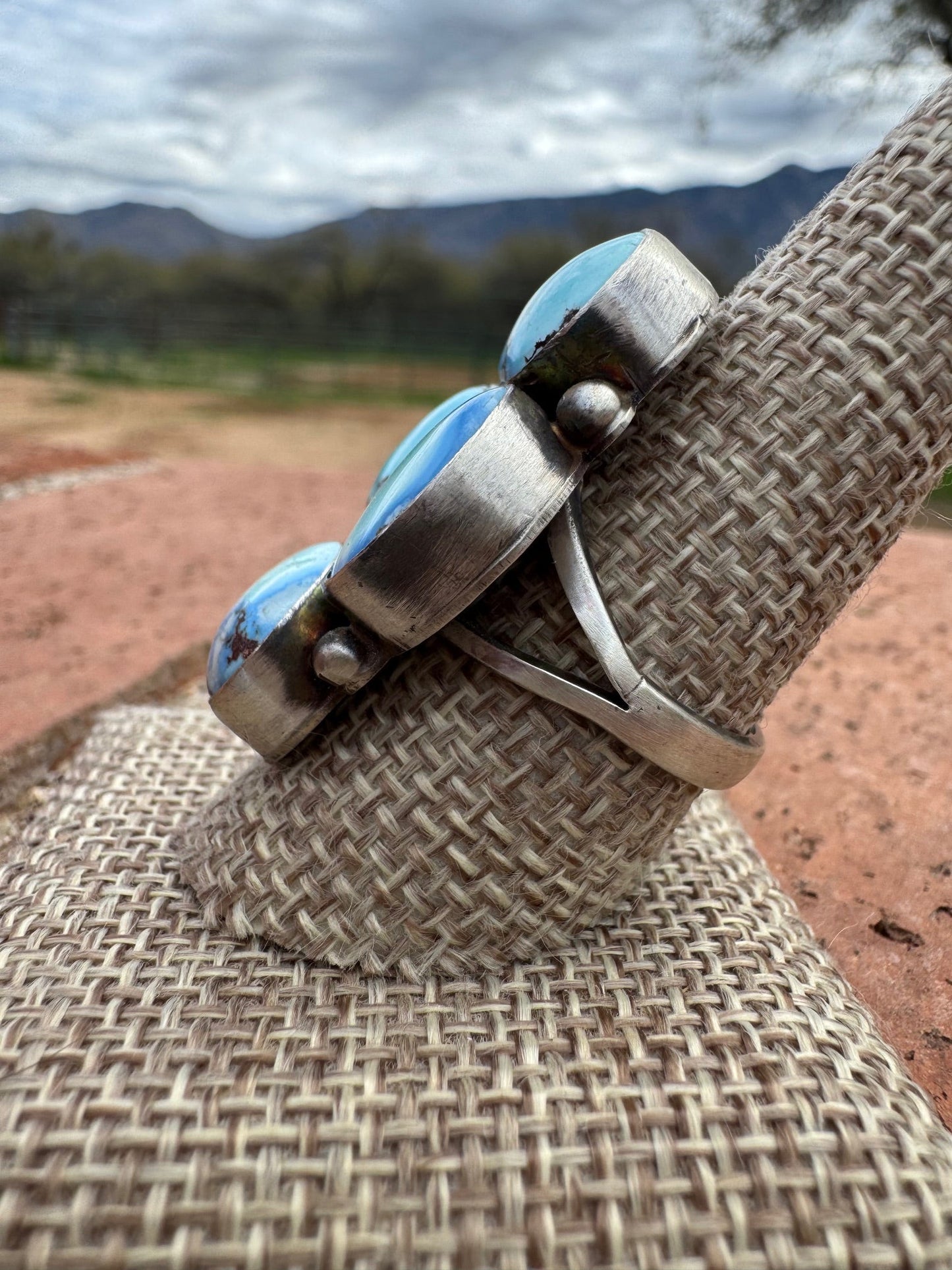 Handcrafted Golden Hills Turquoise & Sterling Silver Ring