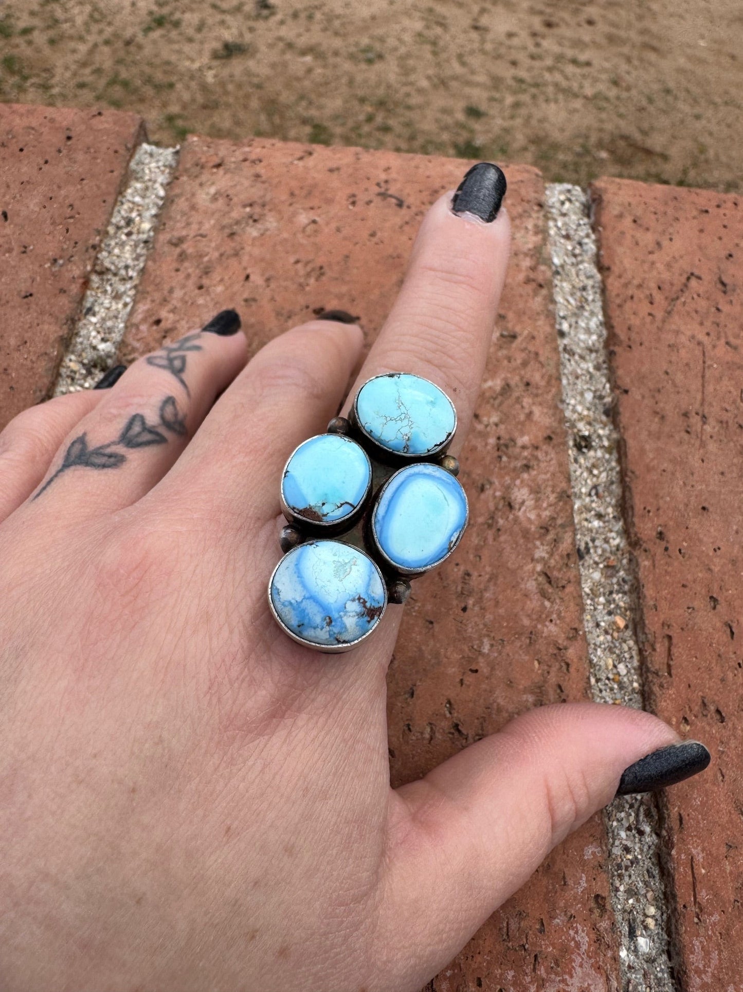 Handcrafted Golden Hills Turquoise & Sterling Silver Ring