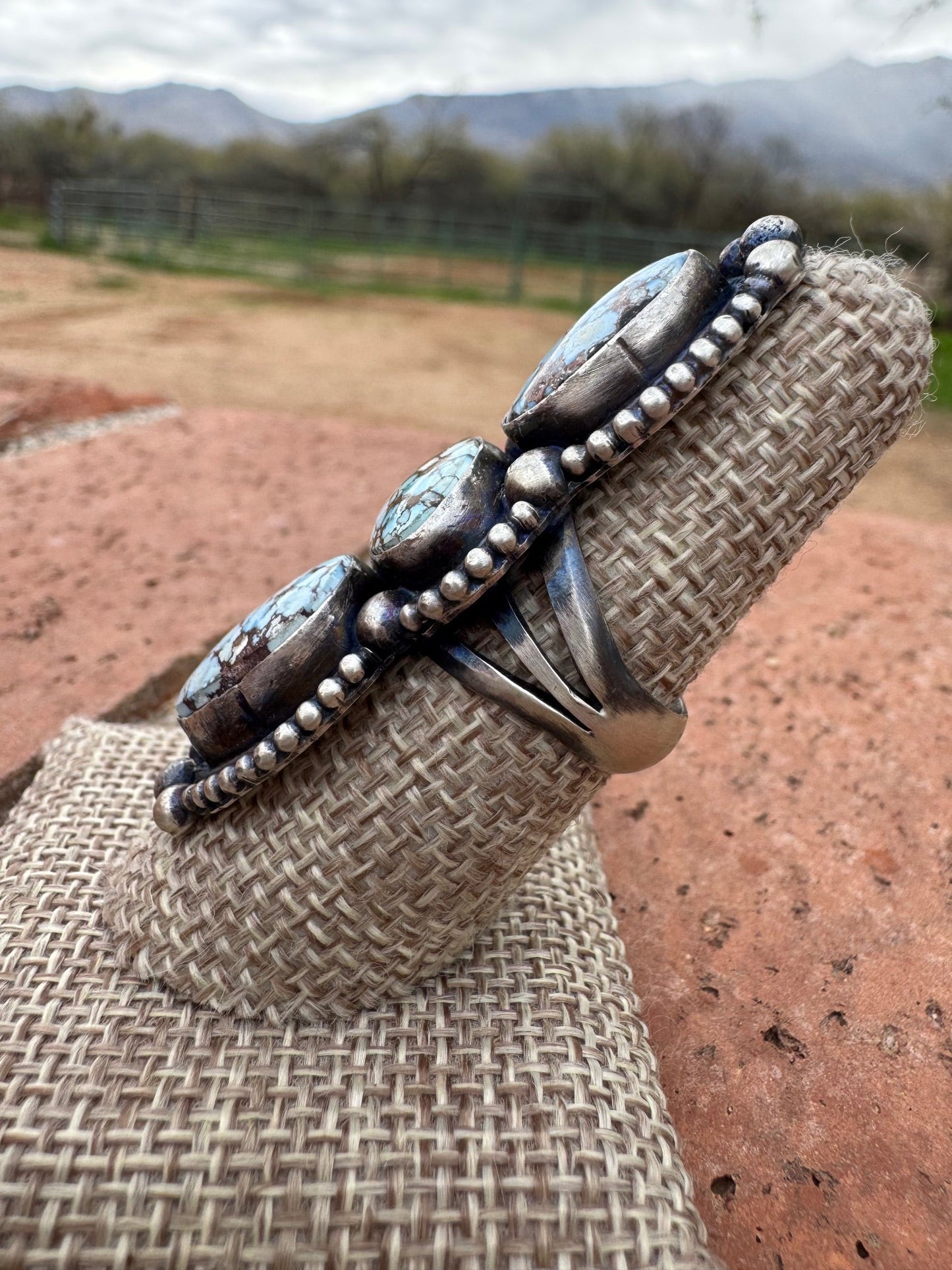 Handcrafted Golden Hills Turquoise & Sterling Silver Ring