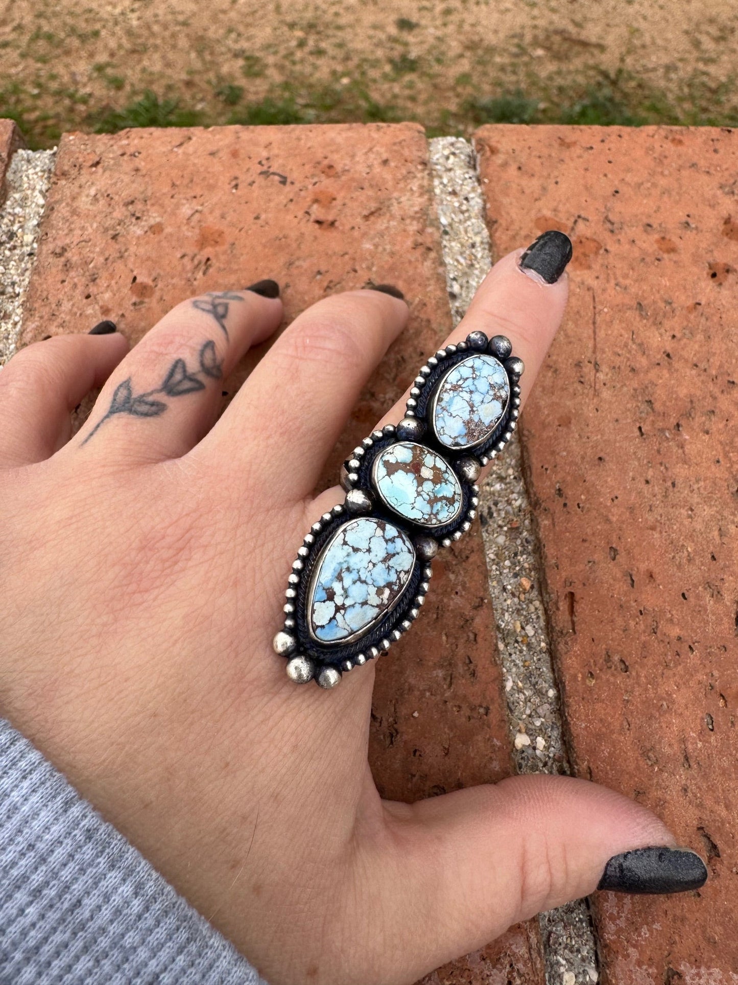 Handcrafted Golden Hills Turquoise & Sterling Silver Ring