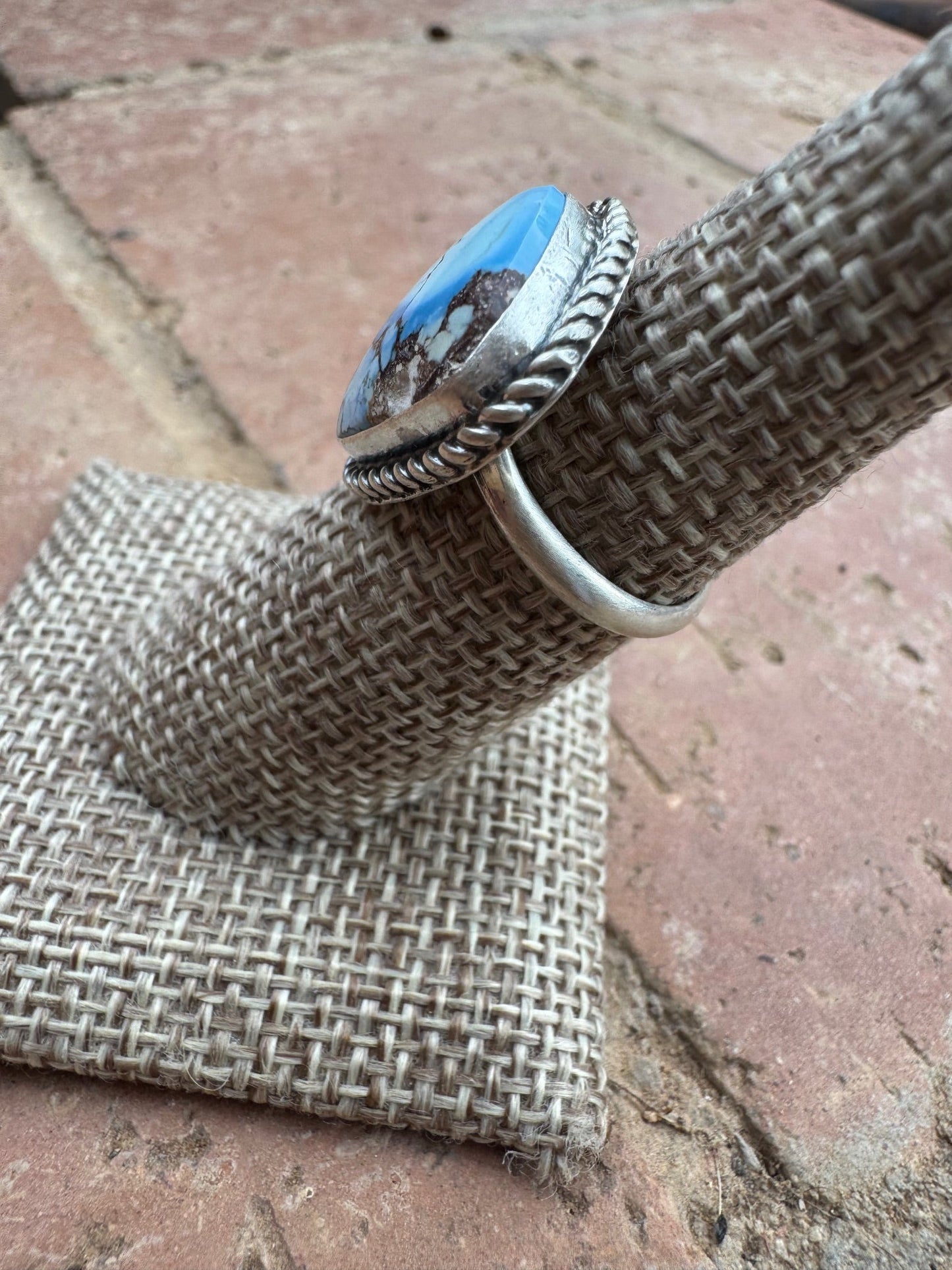 Handcrafted Golden Hills Turquoise & Sterling Silver Ring Size 6