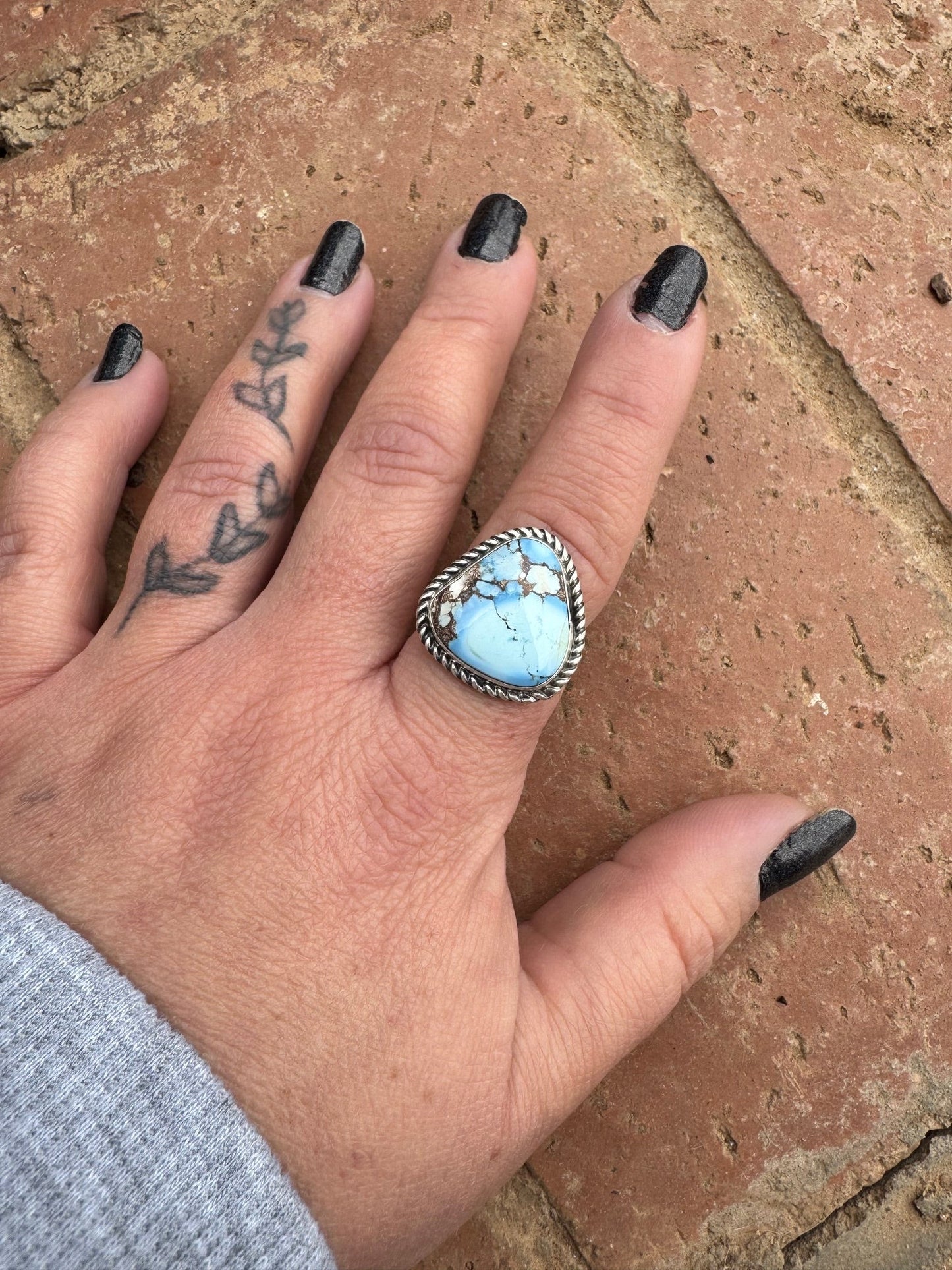 Handcrafted Golden Hills Turquoise & Sterling Silver Ring Size 6