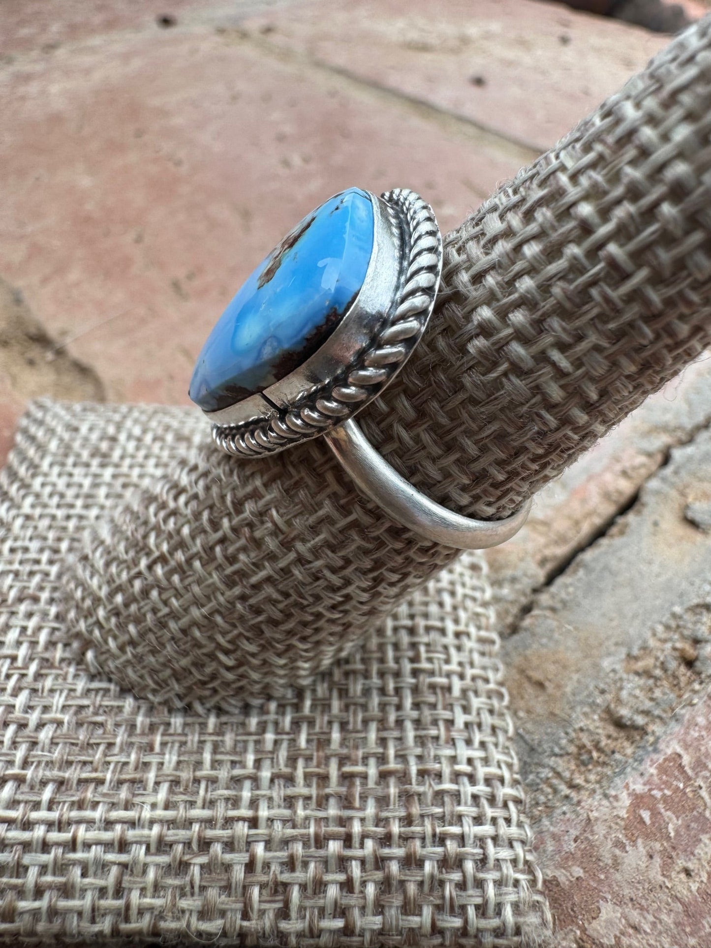 Handcrafted Golden Hills Turquoise & Sterling Silver Ring Size 7