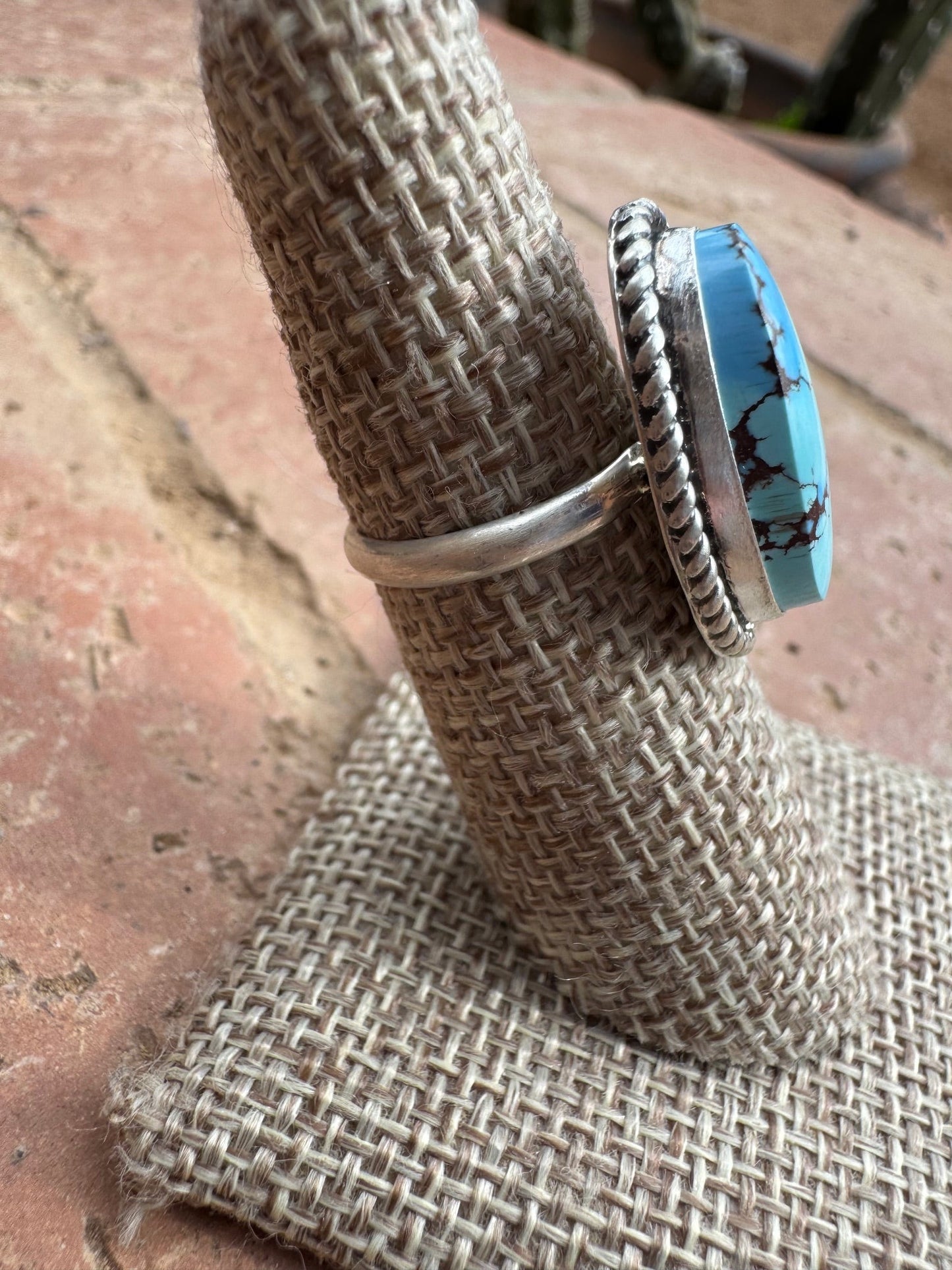 Handcrafted Golden Hills Turquoise & Sterling Silver Ring Size 6