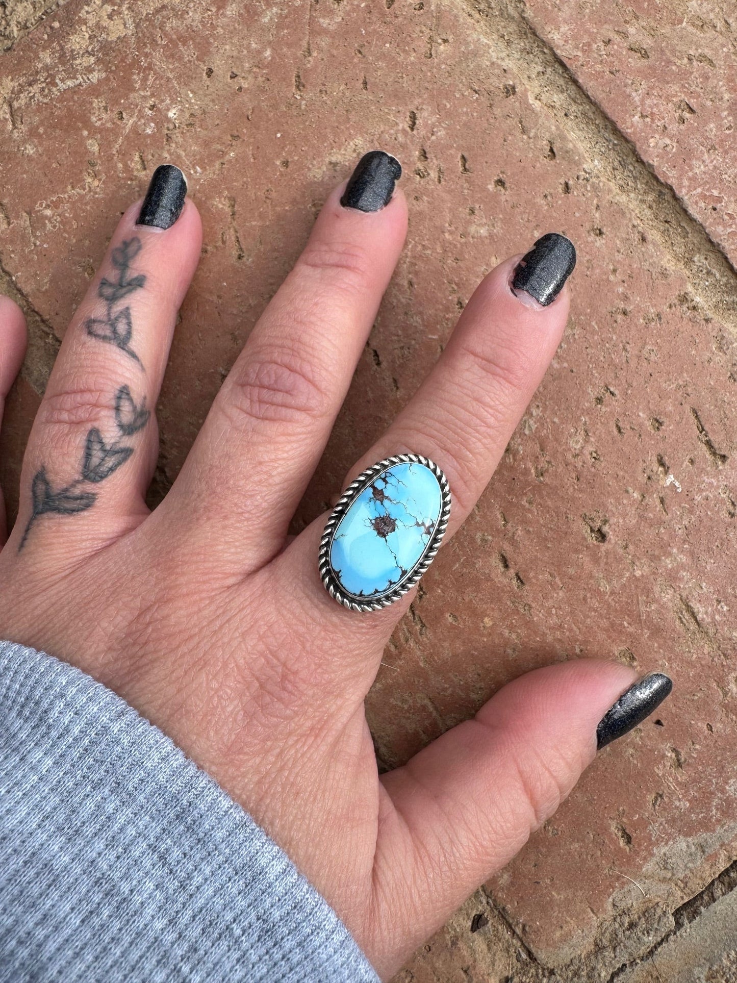 Handcrafted Golden Hills Turquoise & Sterling Silver Ring Size 6