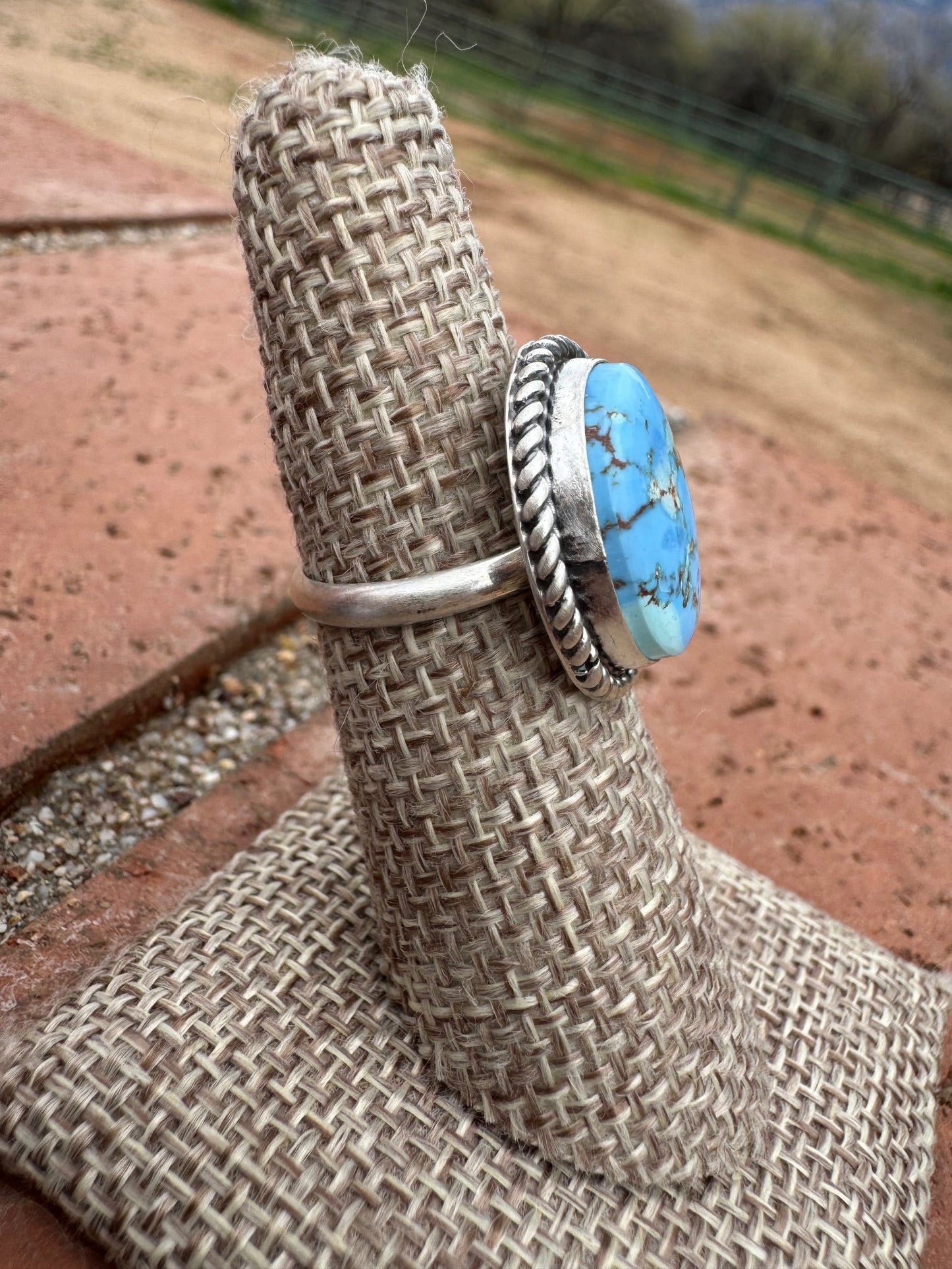 Handcrafted Golden Hills Turquoise & Sterling Silver Ring Size 6