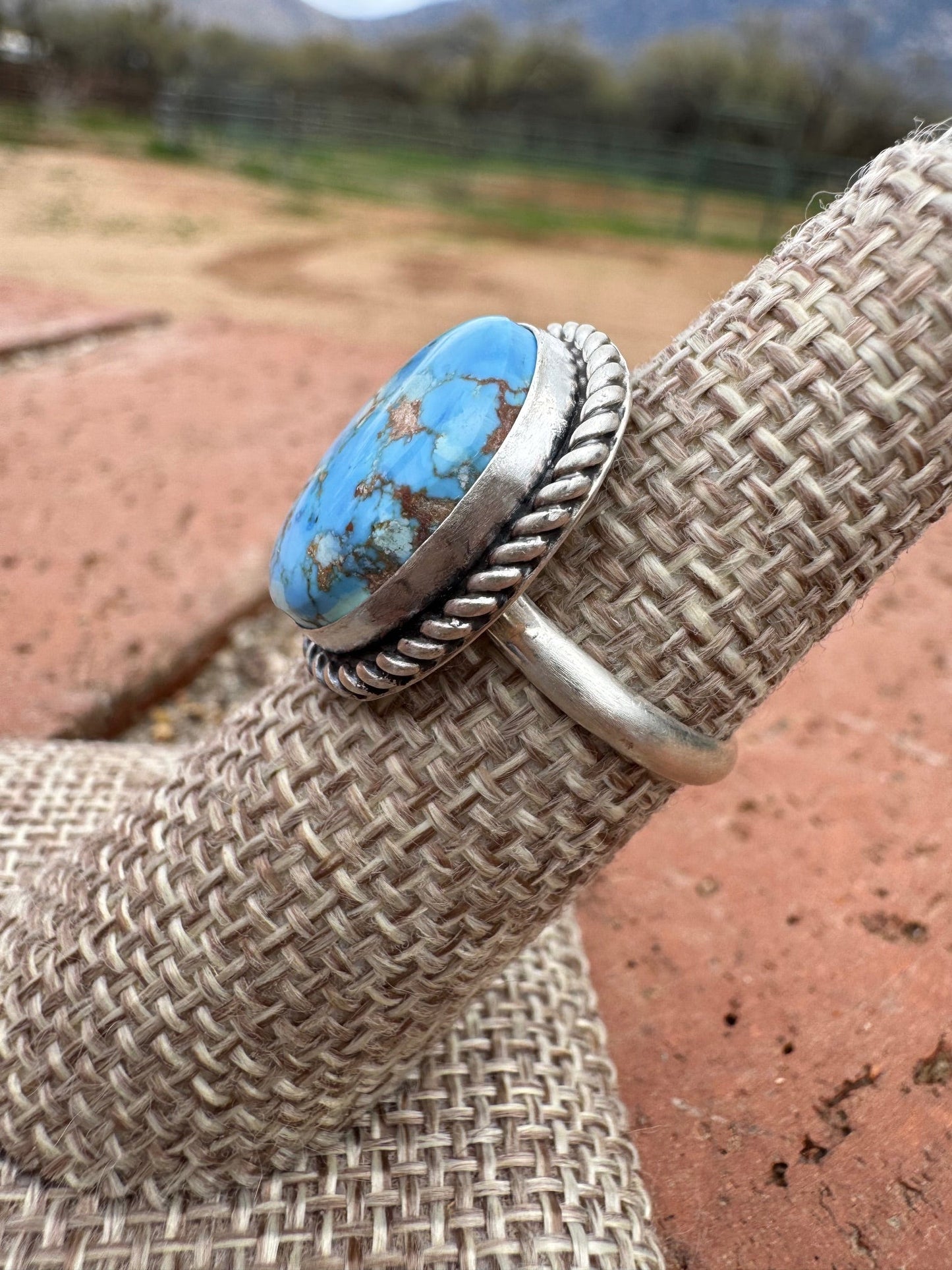 Handcrafted Golden Hills Turquoise & Sterling Silver Ring Size 6