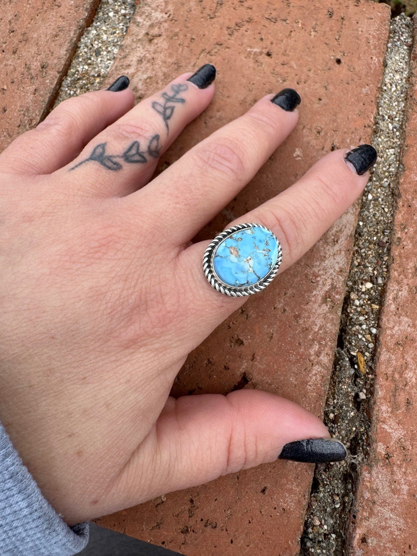 Handcrafted Golden Hills Turquoise & Sterling Silver Ring Size 6