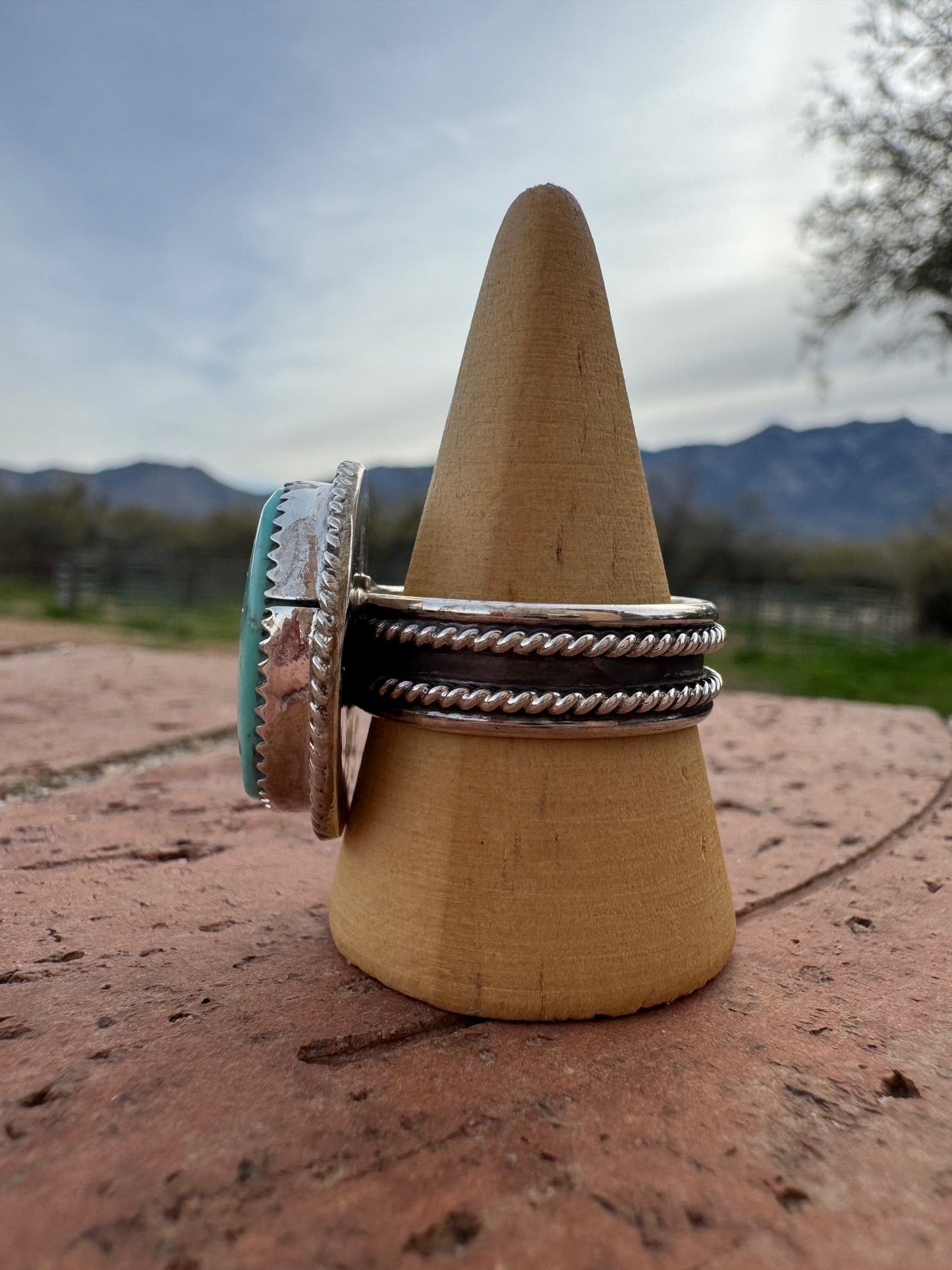 Handcrafted Round Kingman Turquoise & Sterling Silver Ring