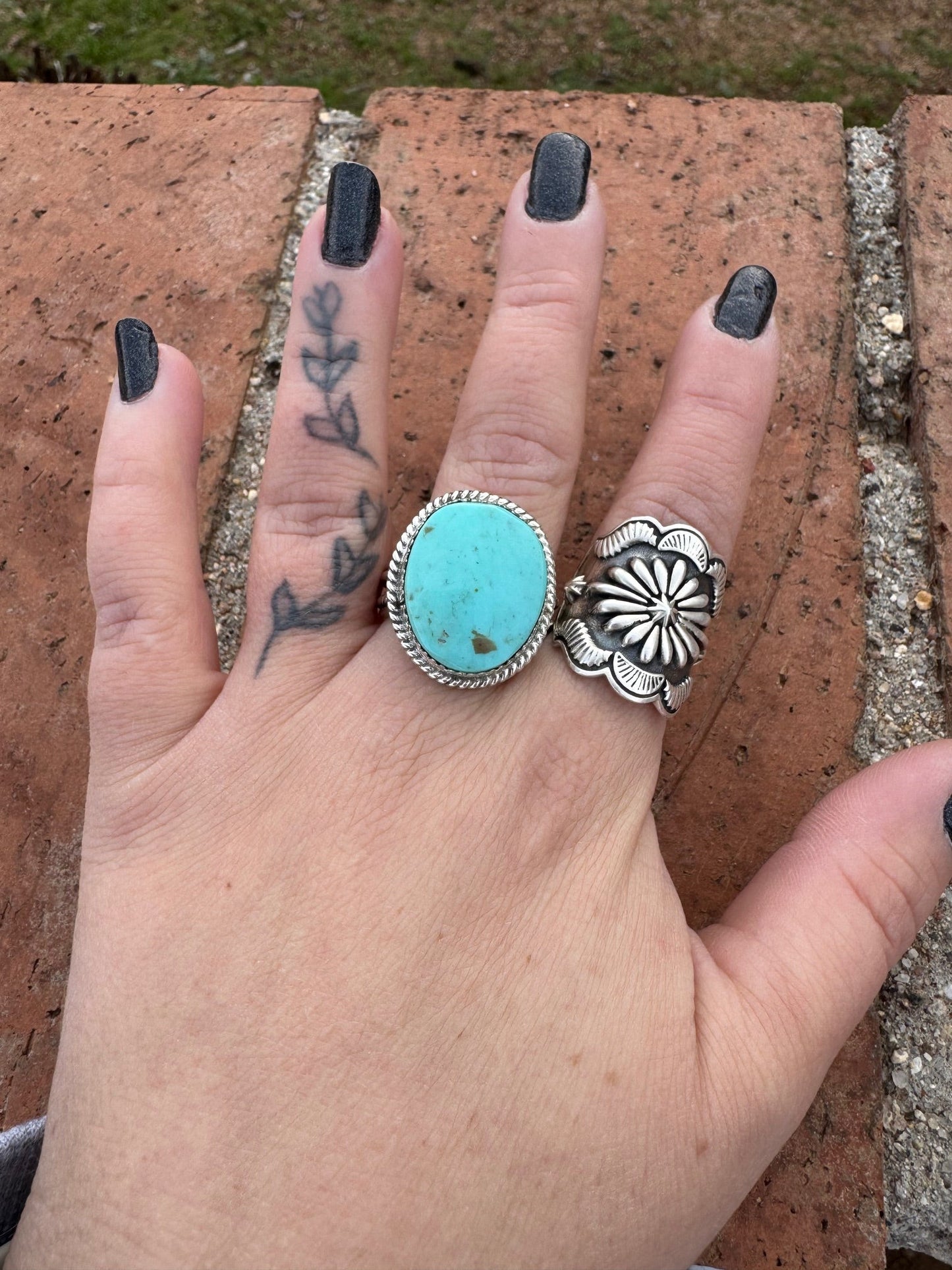 Handcrafted Round Kingman Turquoise & Sterling Silver Ring