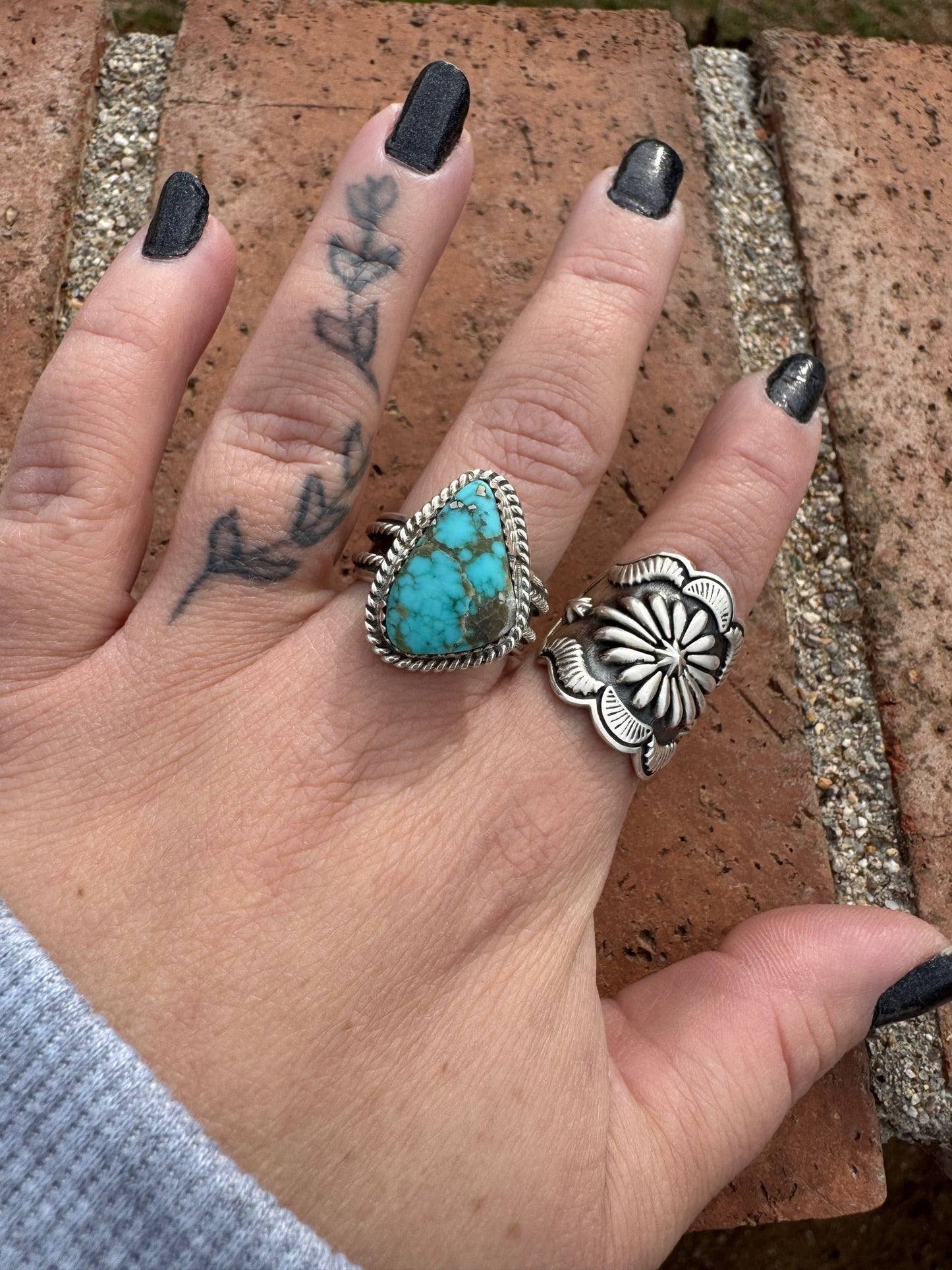 Handcrafted Triangular Kingman Turquoise & Sterling Silver Ring