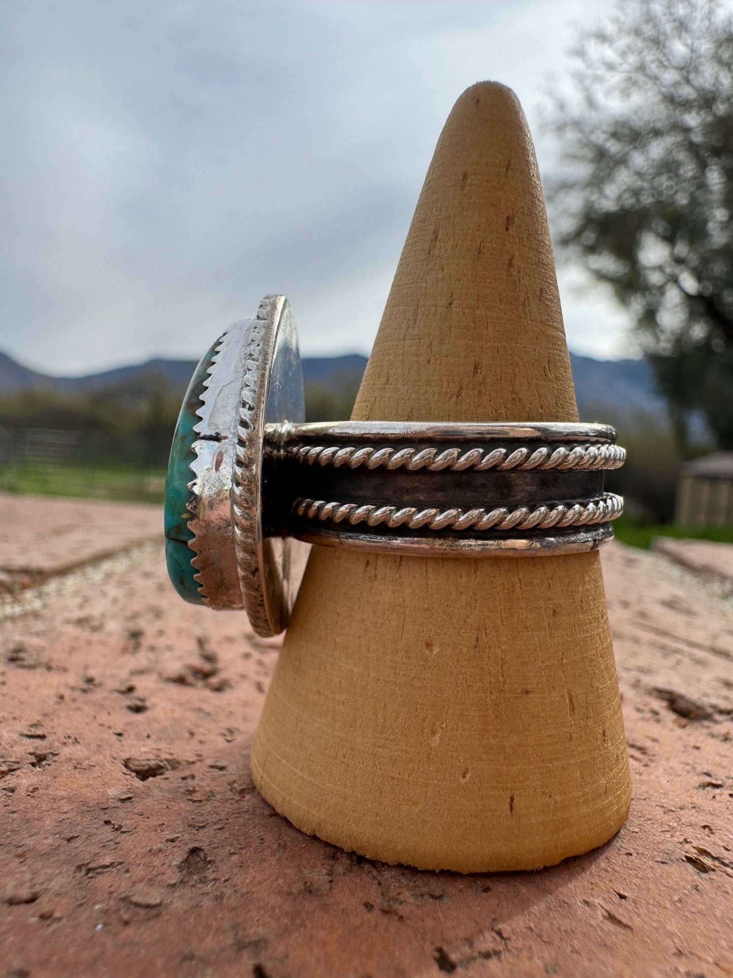 Handcrafted Teardrop Kingman Turquoise & Sterling Silver Ring
