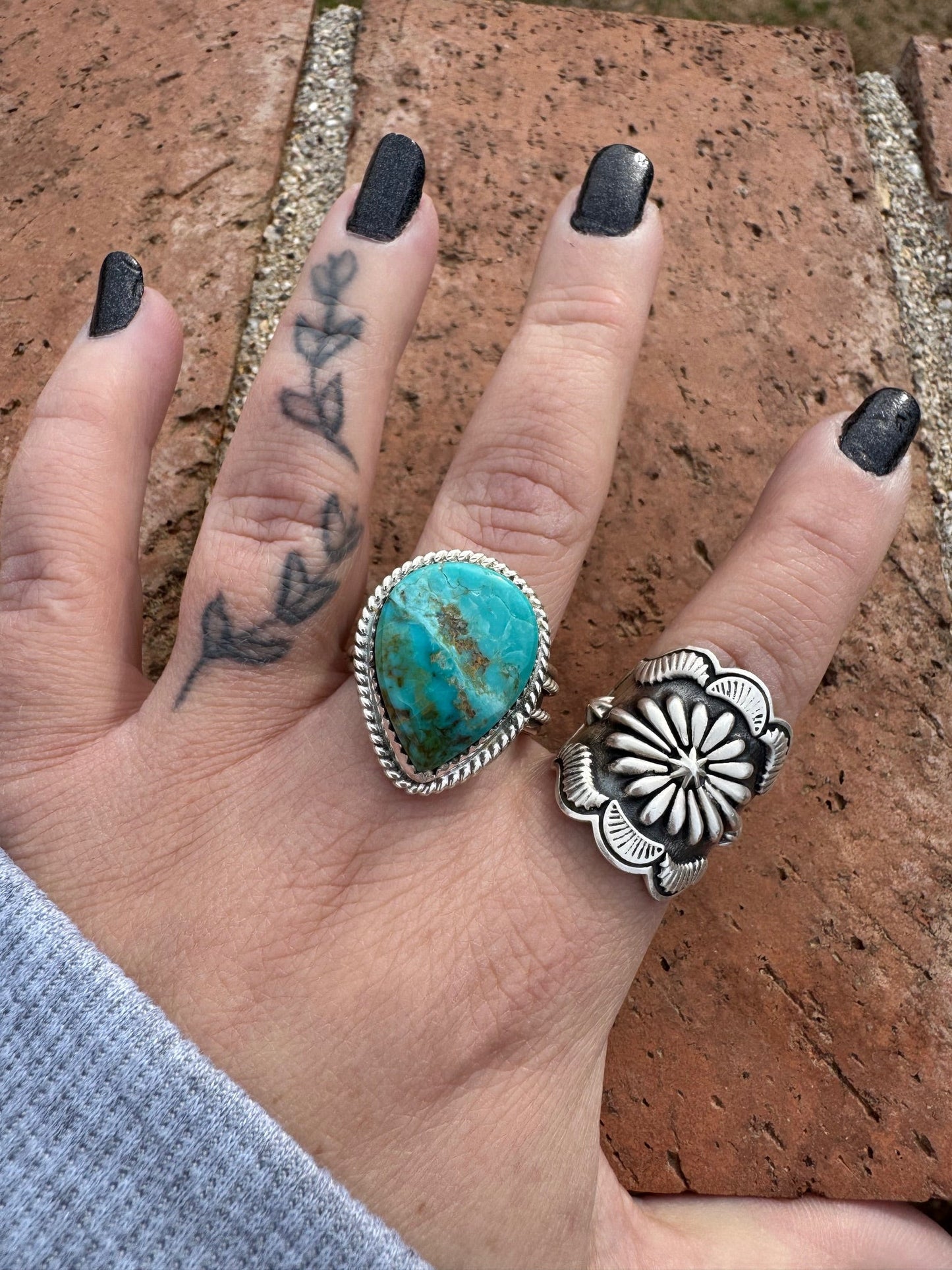 Handcrafted Teardrop Kingman Turquoise & Sterling Silver Ring