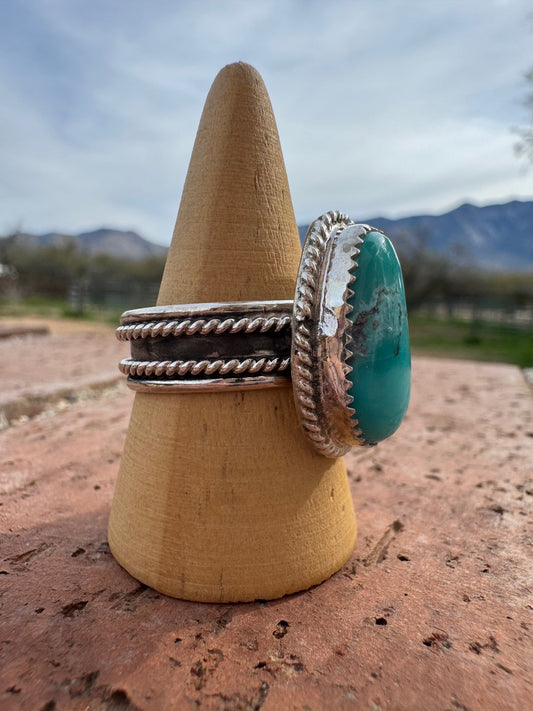 Handcrafted Teardrop Kingman Turquoise & Sterling Silver Ring