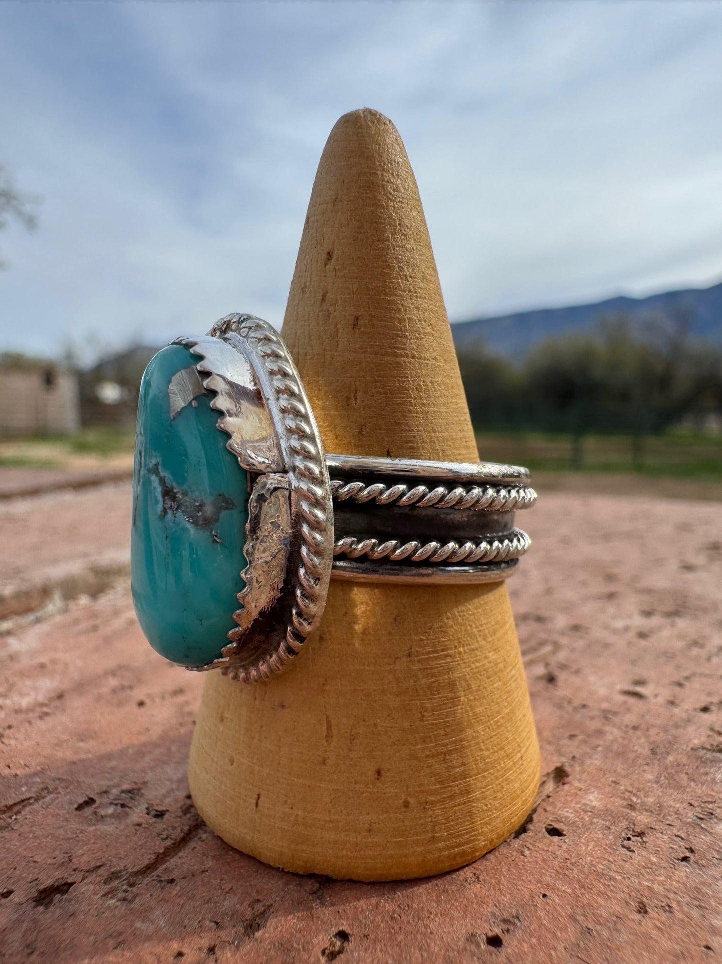 Handcrafted Teardrop Kingman Turquoise & Sterling Silver Ring