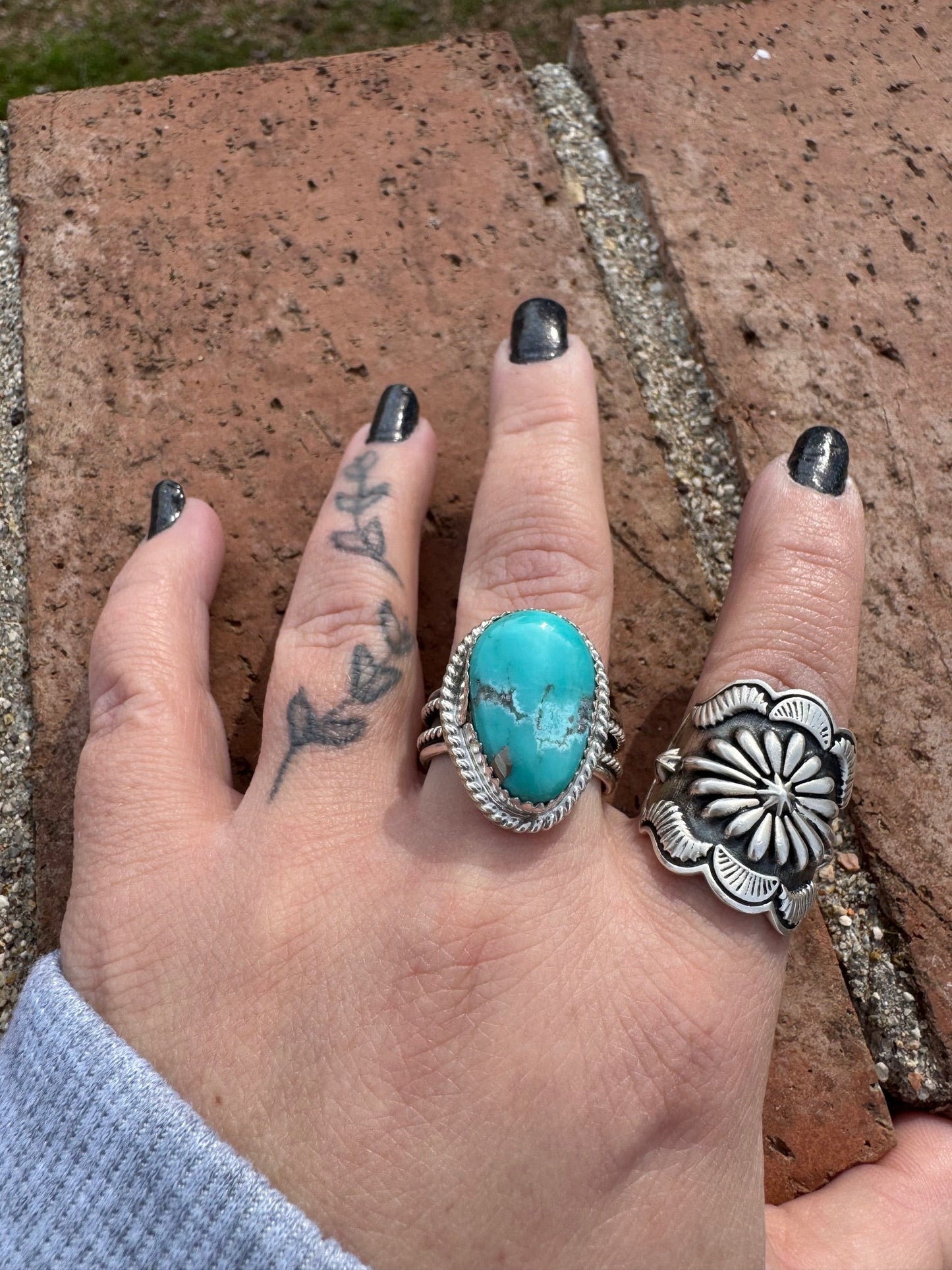 Handcrafted Teardrop Kingman Turquoise & Sterling Silver Ring