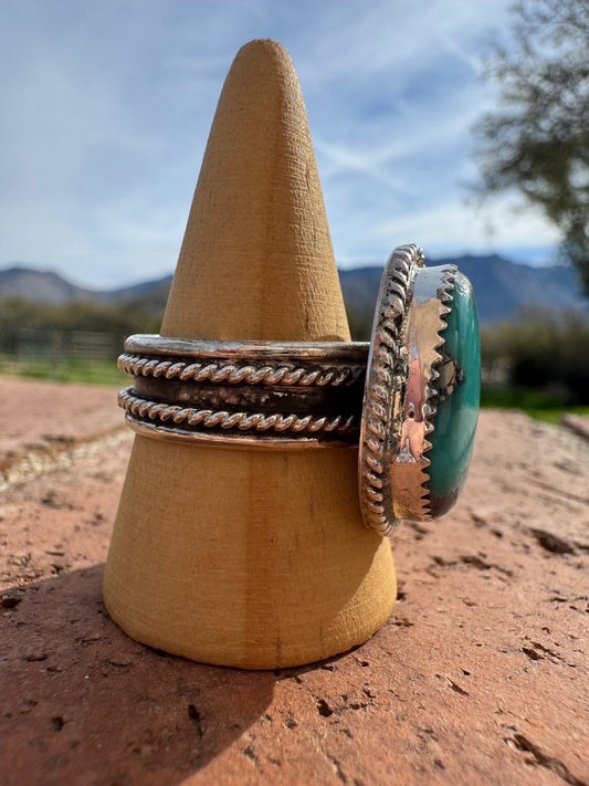 Handcrafted Teardrop Kingman Turquoise & Sterling Silver Ring size 12