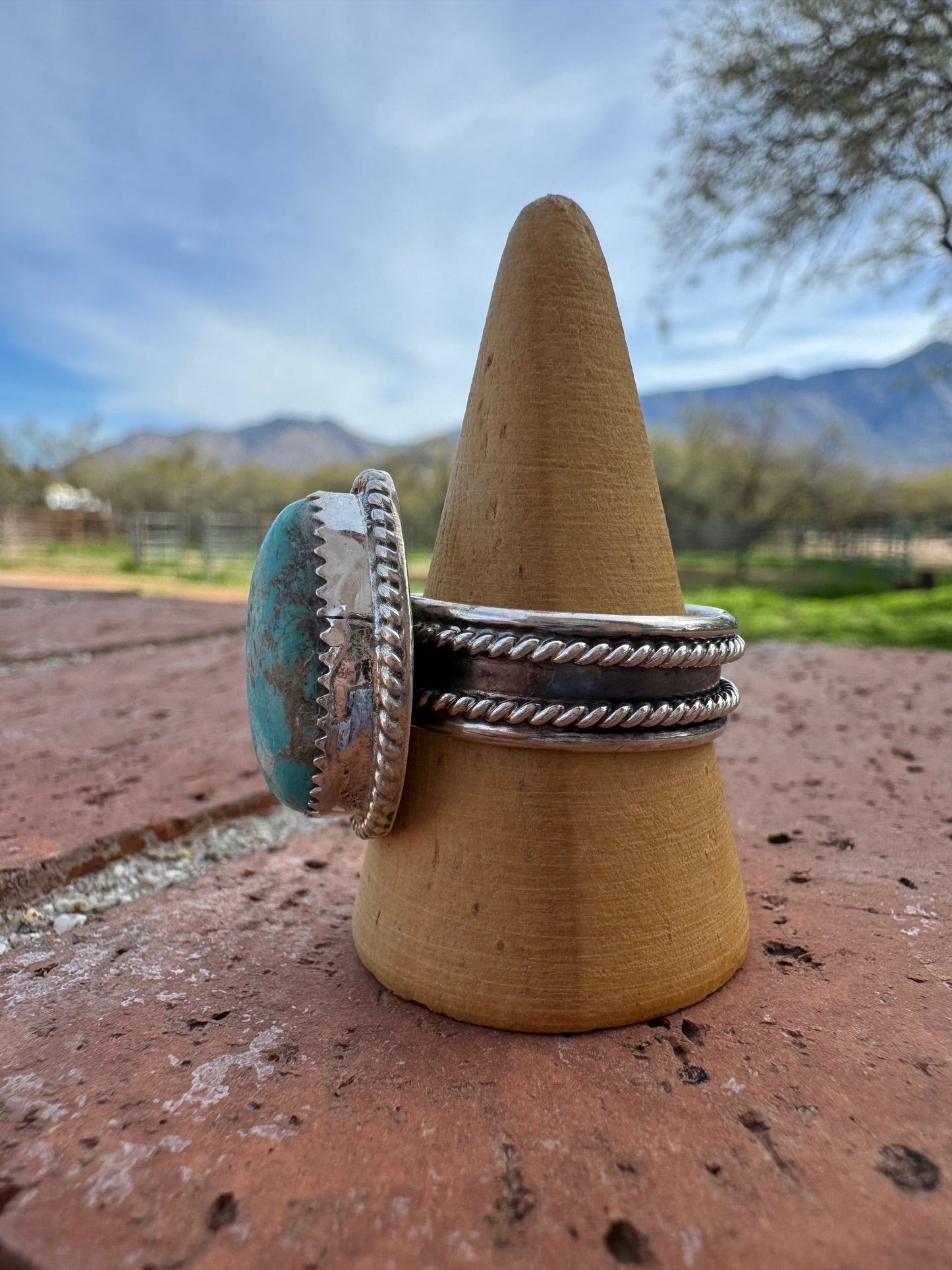 Handcrafted Teardrop Kingman Turquoise & Sterling Silver Ring