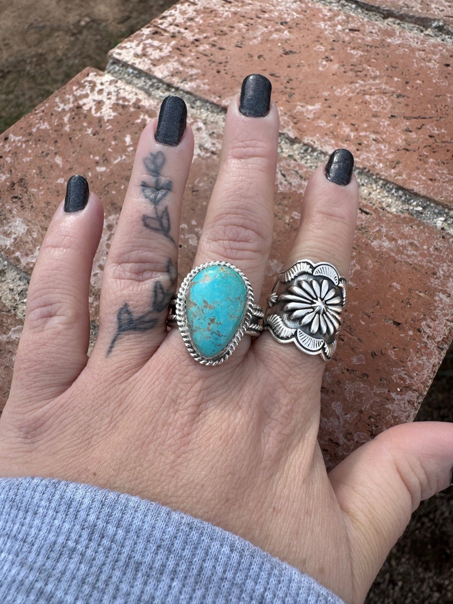 Handcrafted Teardrop Kingman Turquoise & Sterling Silver Ring