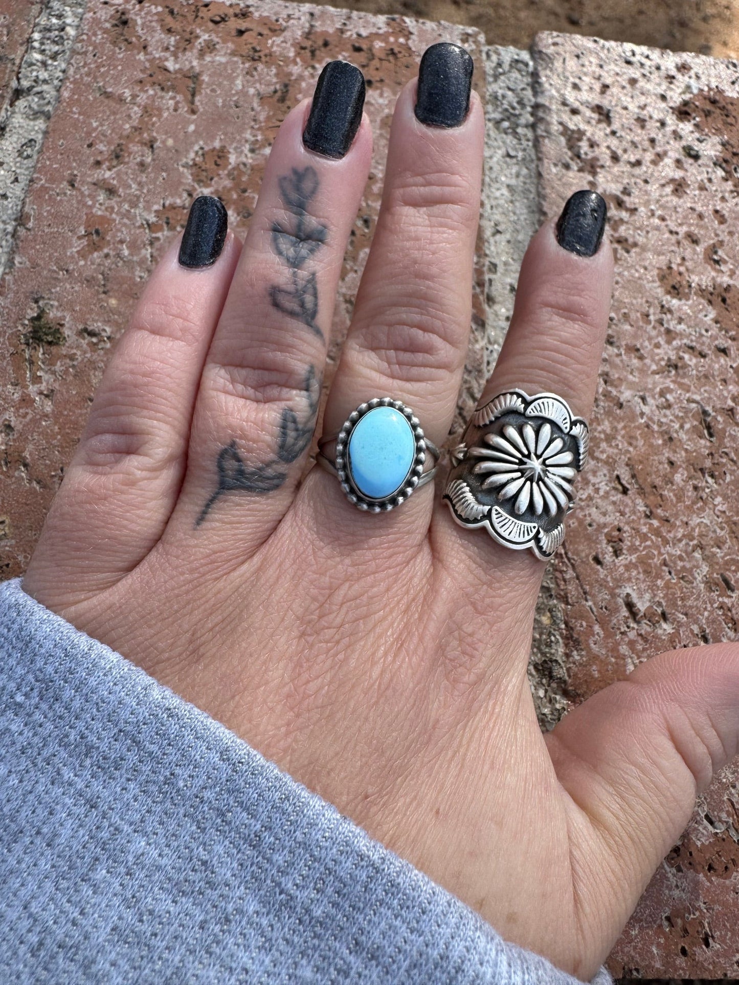 Handcrafted Oval Golden Hills Turquoise & Sterling Silver Ring size 7
