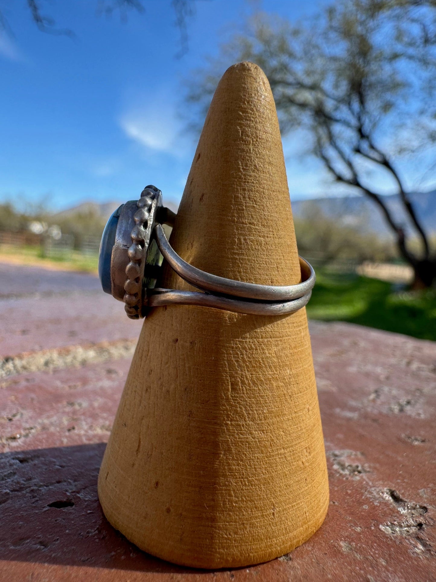 Handcrafted Round Golden Hills Turquoise & Sterling Silver Ring