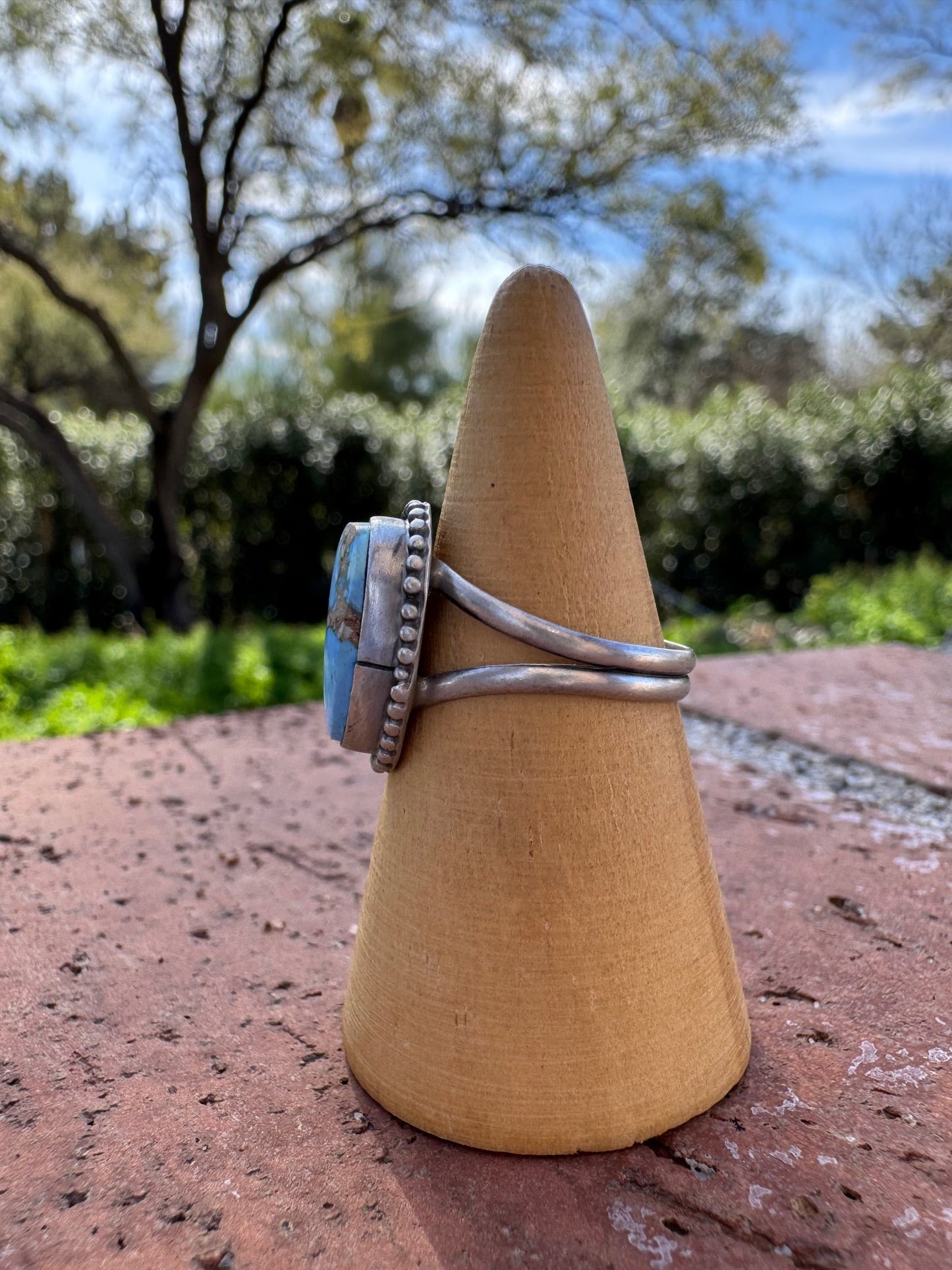 Handcrafted Teardrop Golden Hills Turquoise & Sterling Silver Ring