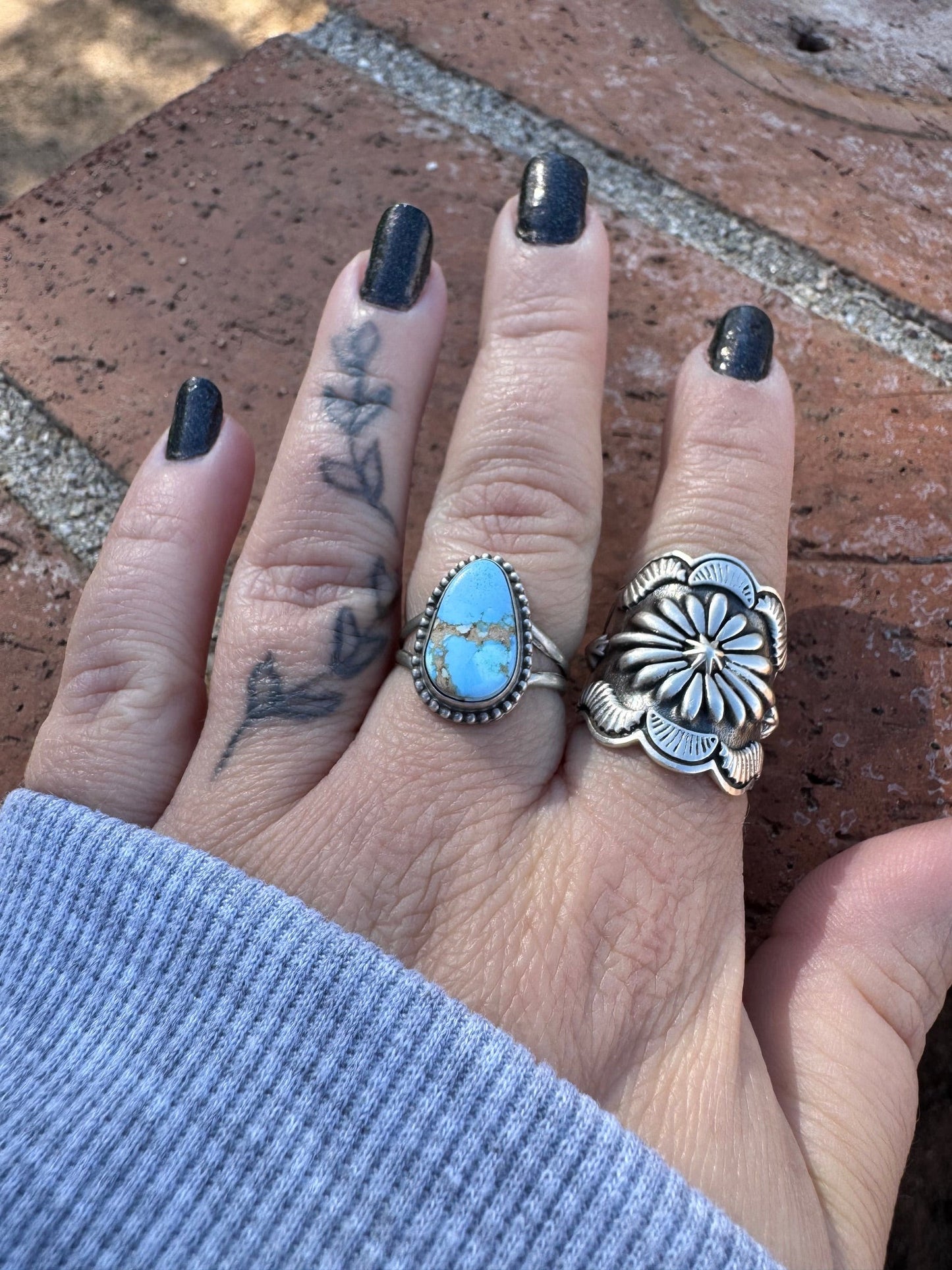Handcrafted Teardrop Golden Hills Turquoise & Sterling Silver Ring