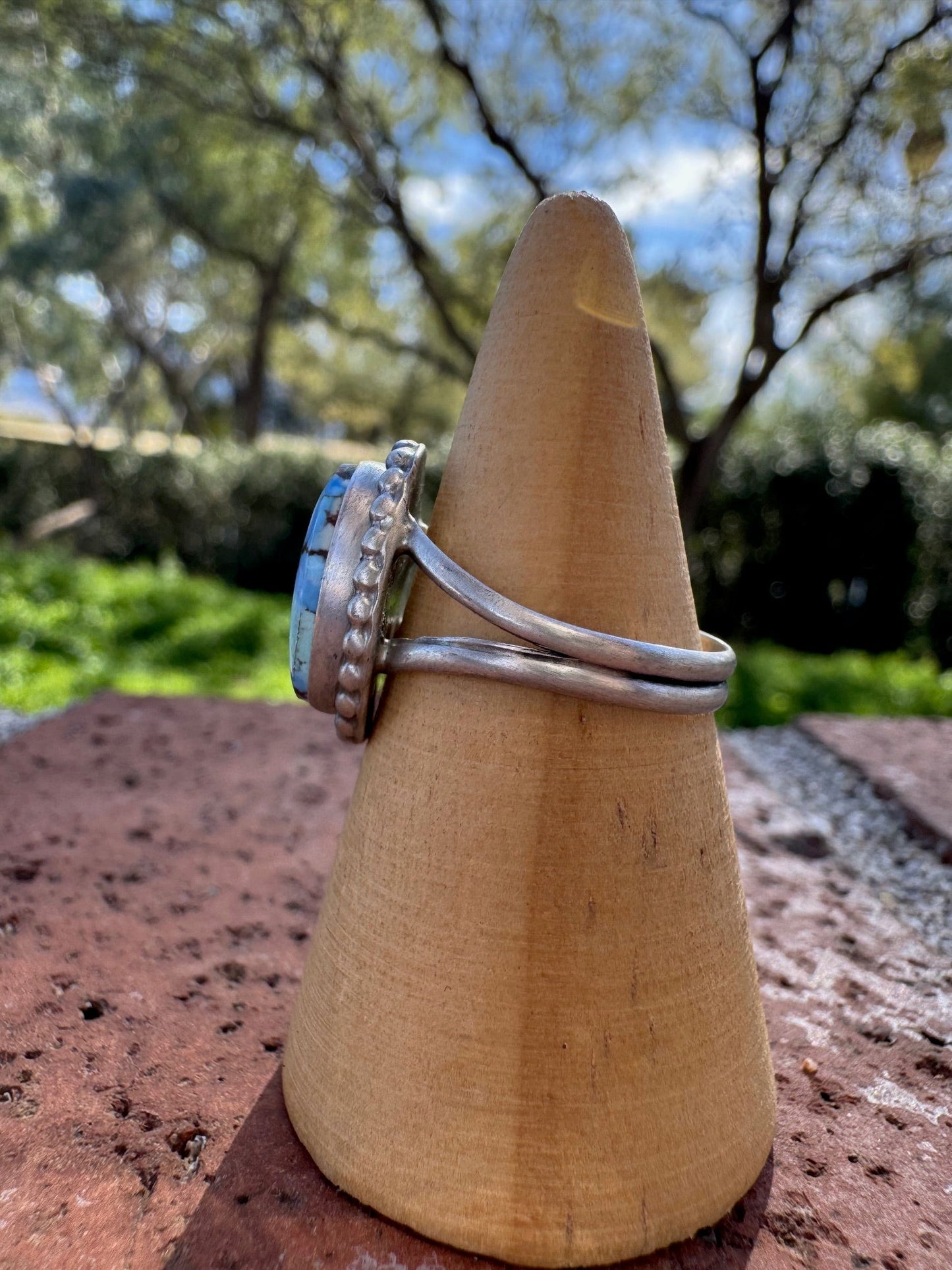 Handcrafted Oval Golden Hills Turquoise & Sterling Silver Ring