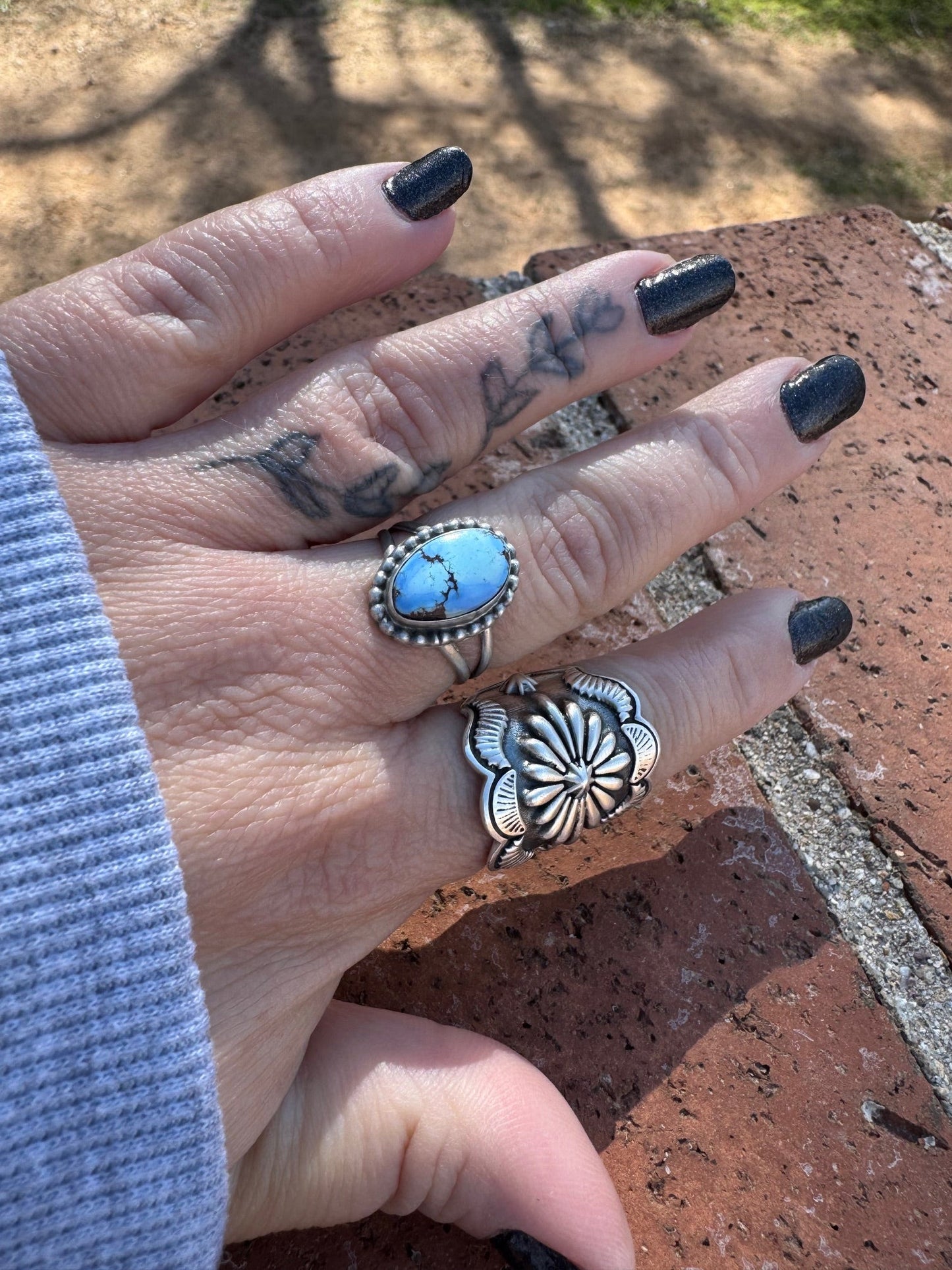 Handcrafted Oval Golden Hills Turquoise & Sterling Silver Ring