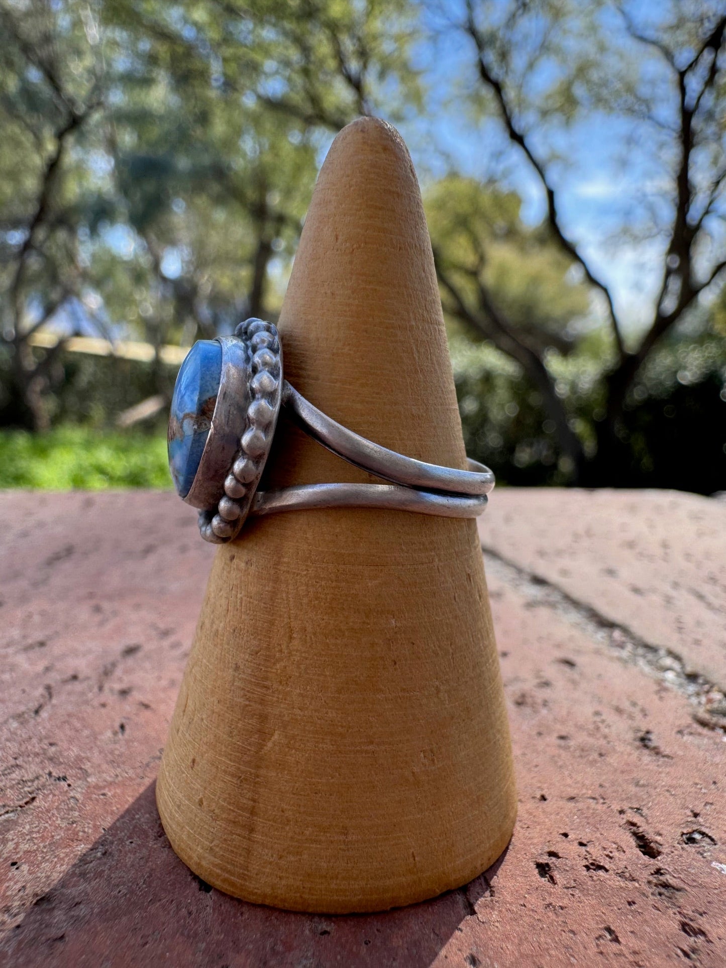 Handcrafted Round Golden Hills Turquoise & Sterling Silver Ring