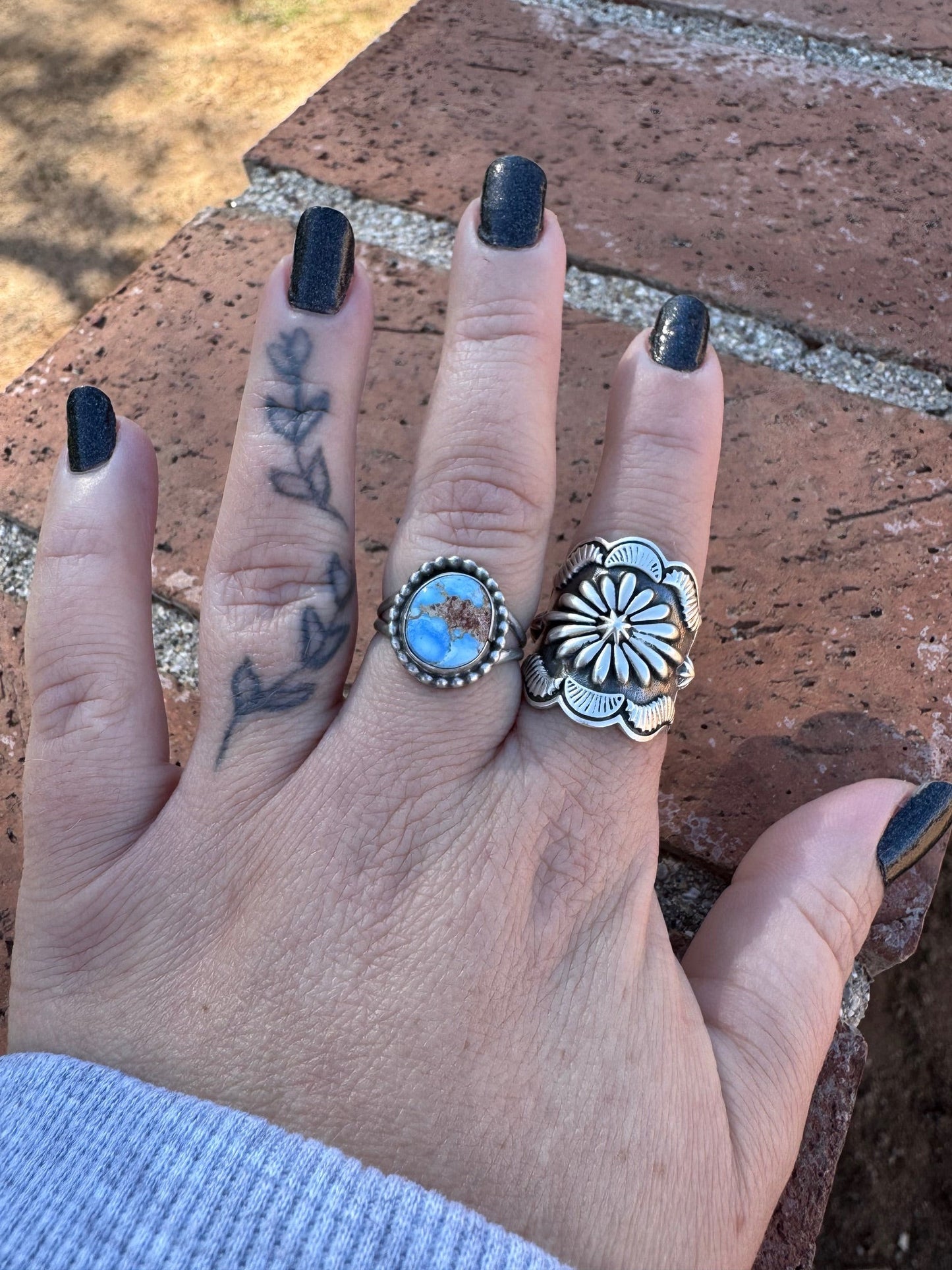 Handcrafted Round Golden Hills Turquoise & Sterling Silver Ring